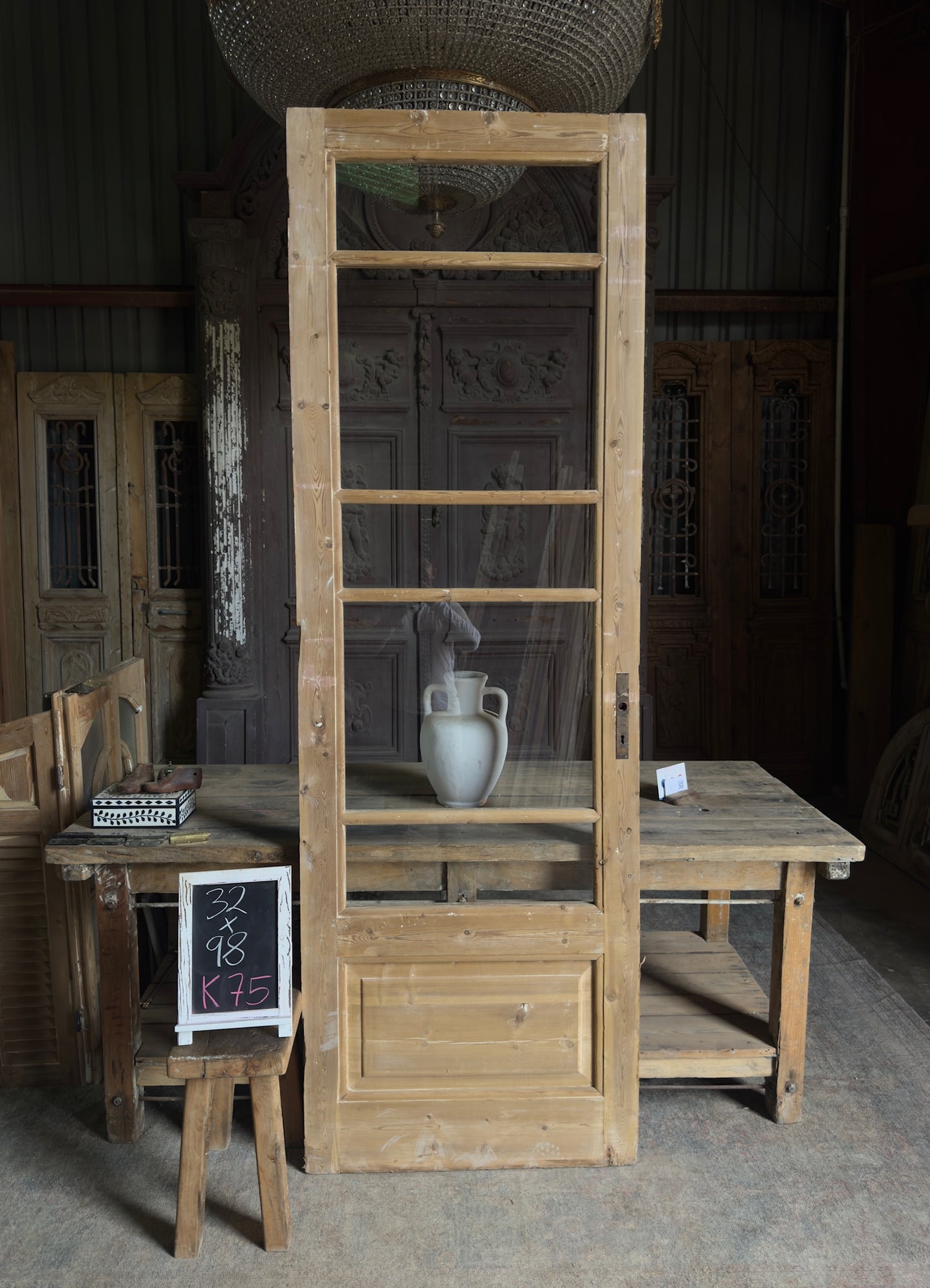 5 Lite Antique Glass Single Door - 32x98 K75
