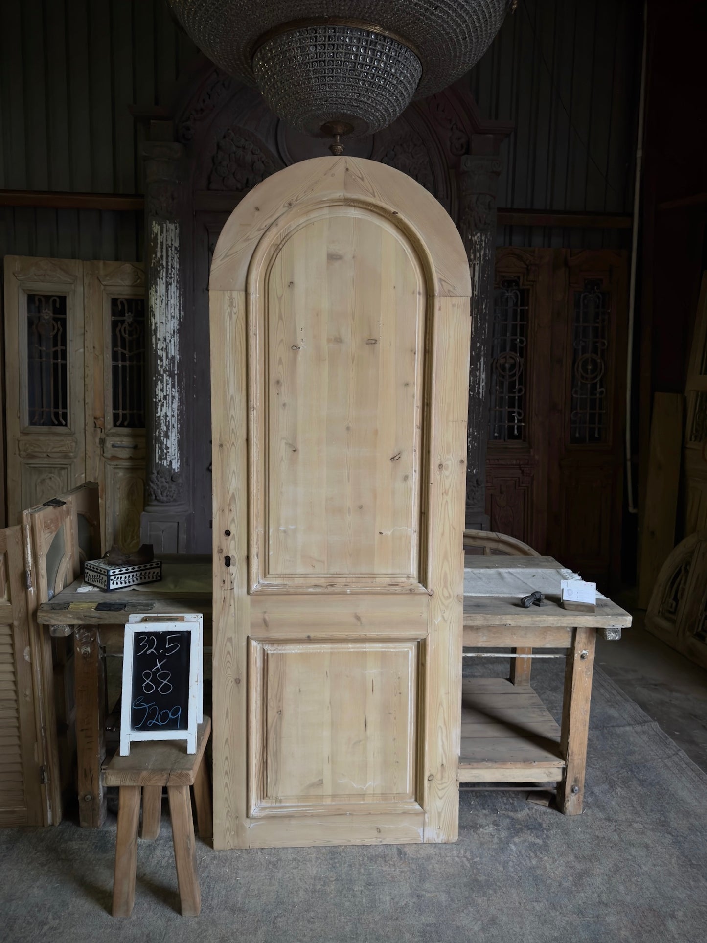 2 Panel Antique Arched Solid Single Door - 32.5x88 J209