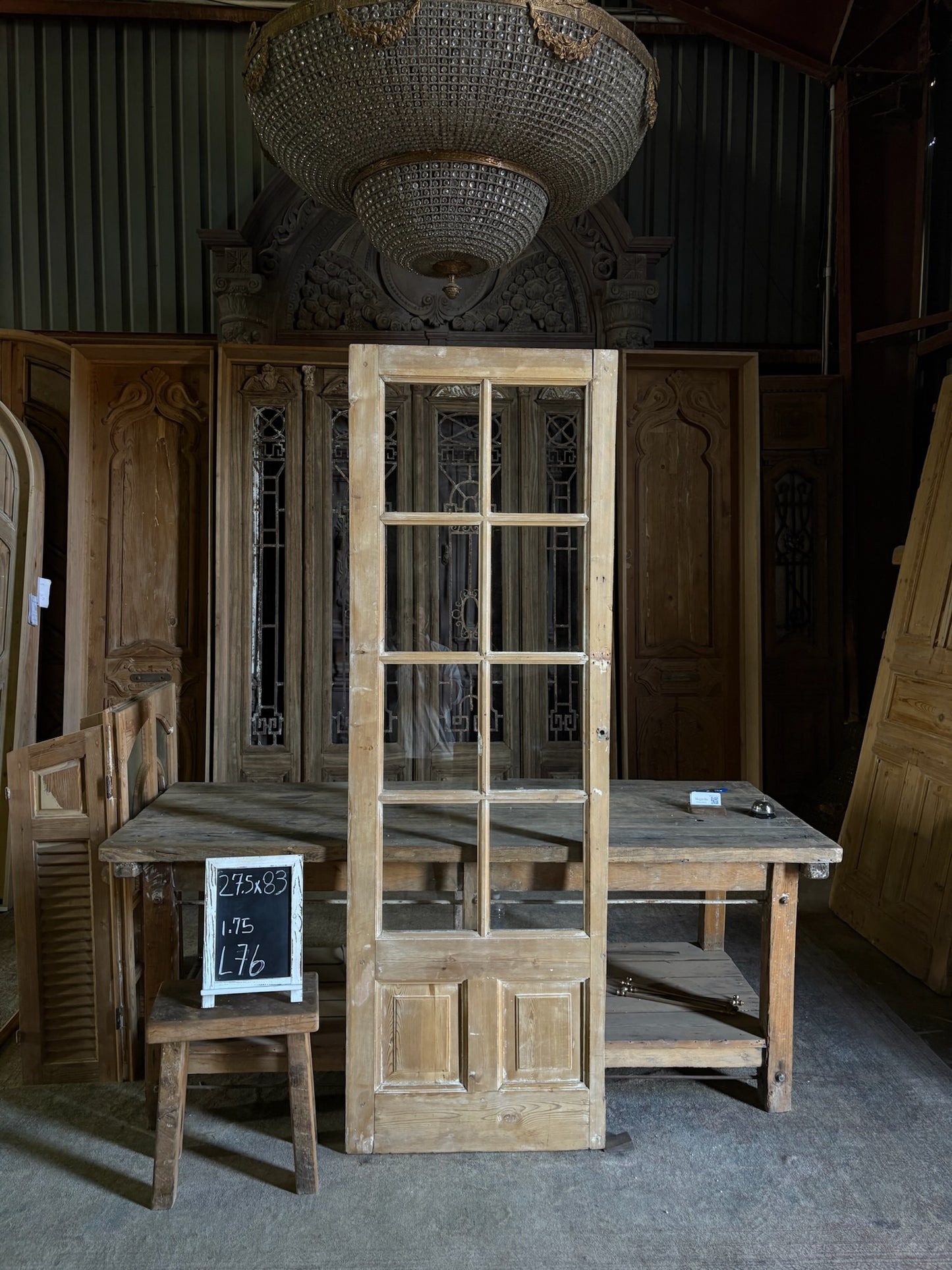 8 Lite Antique Glass Single Door - 27.5x83 - L76