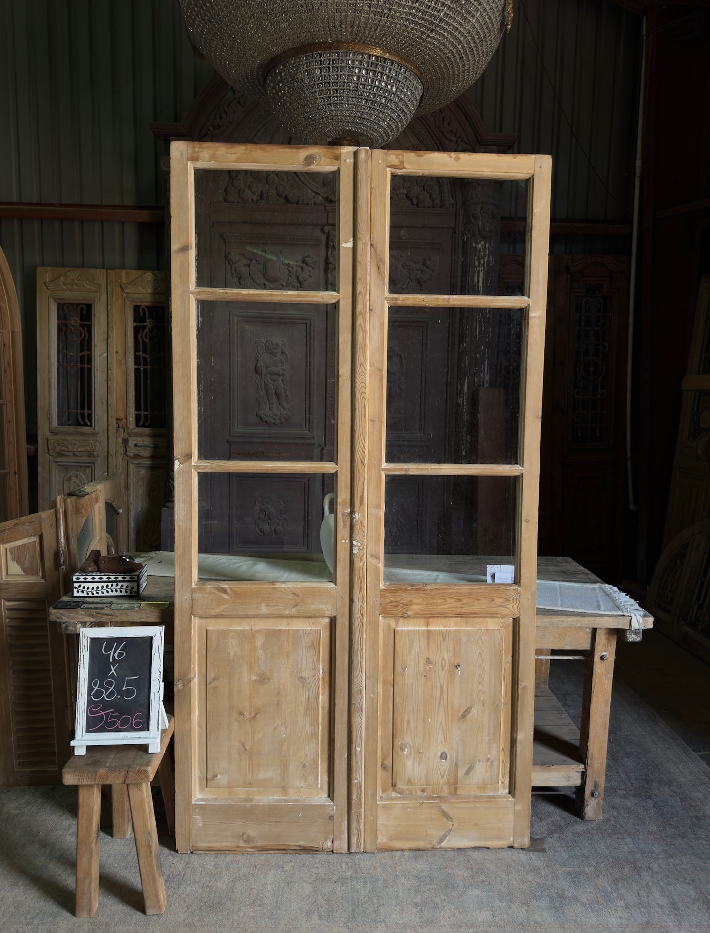 6 Lite European Antique Glass French Doors - 46x88.5 J506