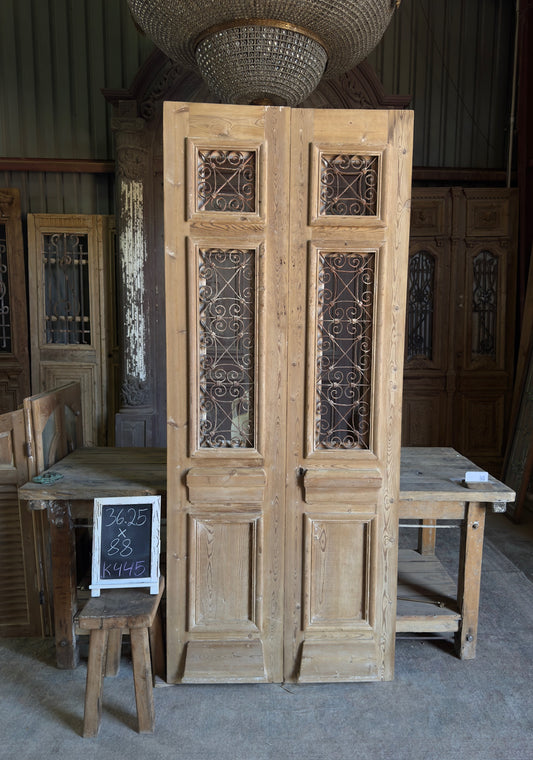 Stately Antique Iron French Doors - 36.25x88 K445