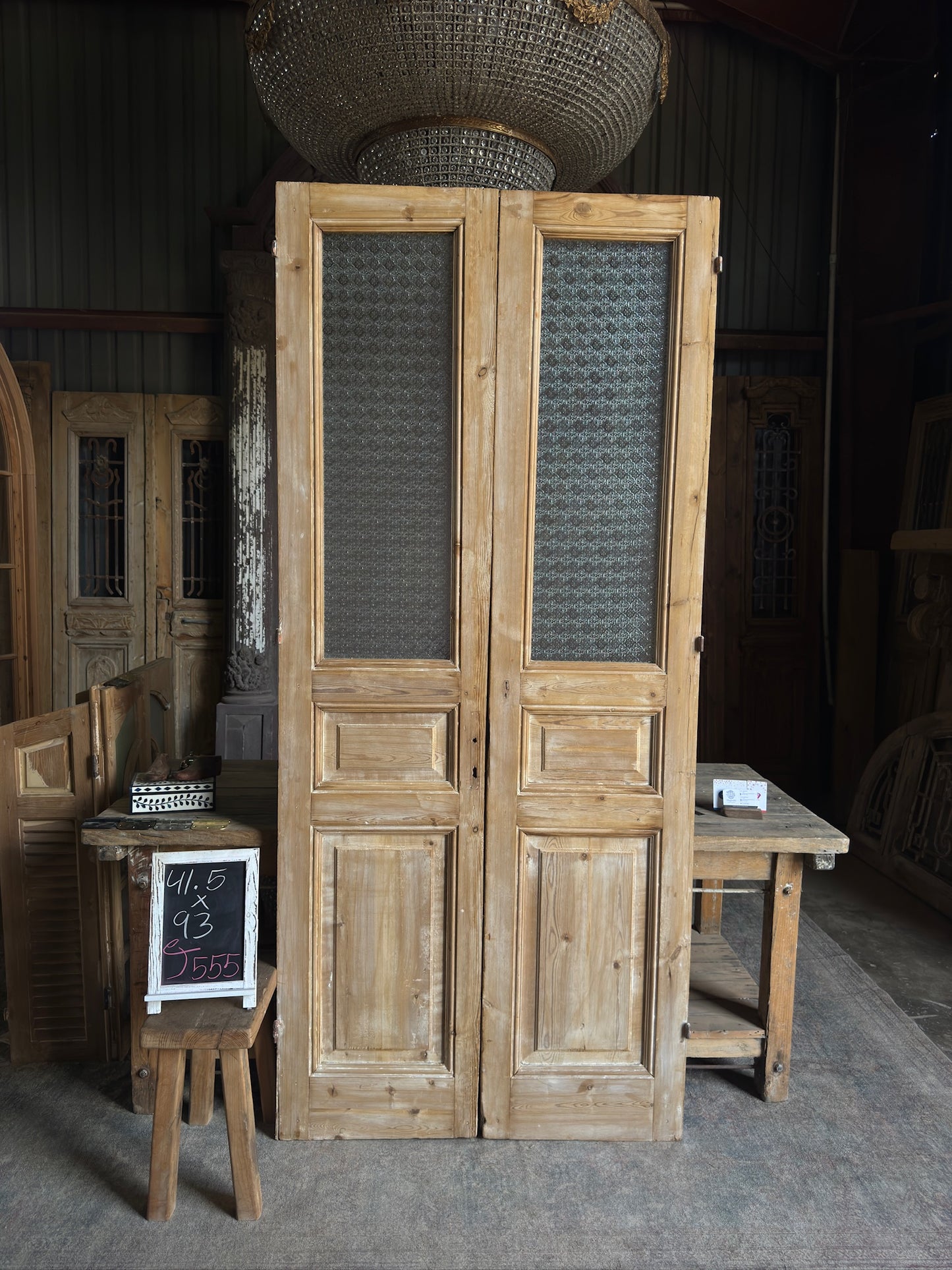 Glass Antique French Doors - 41.5x93 J555