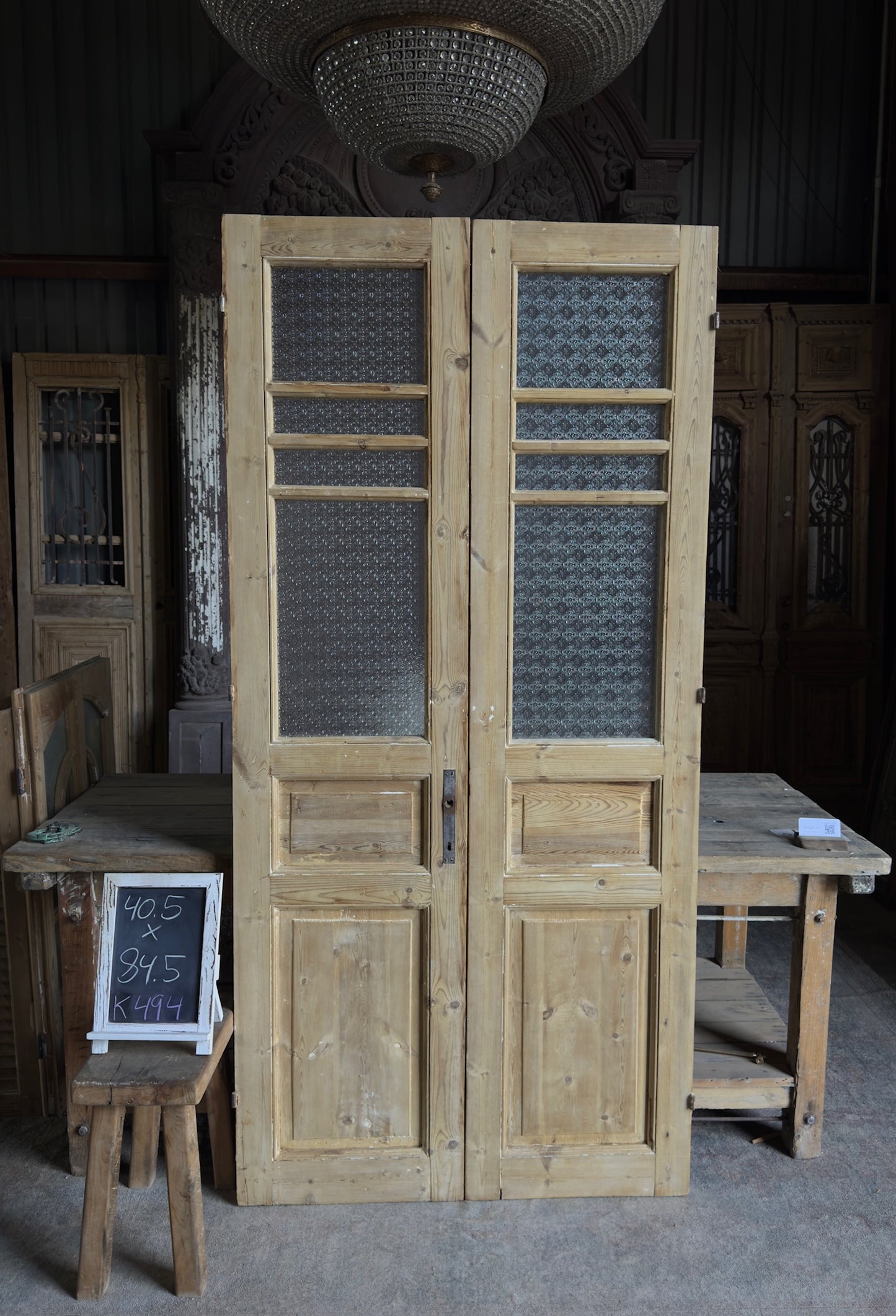 8 Lite European Antique Glass French Doors - 40.5x84.5 K494