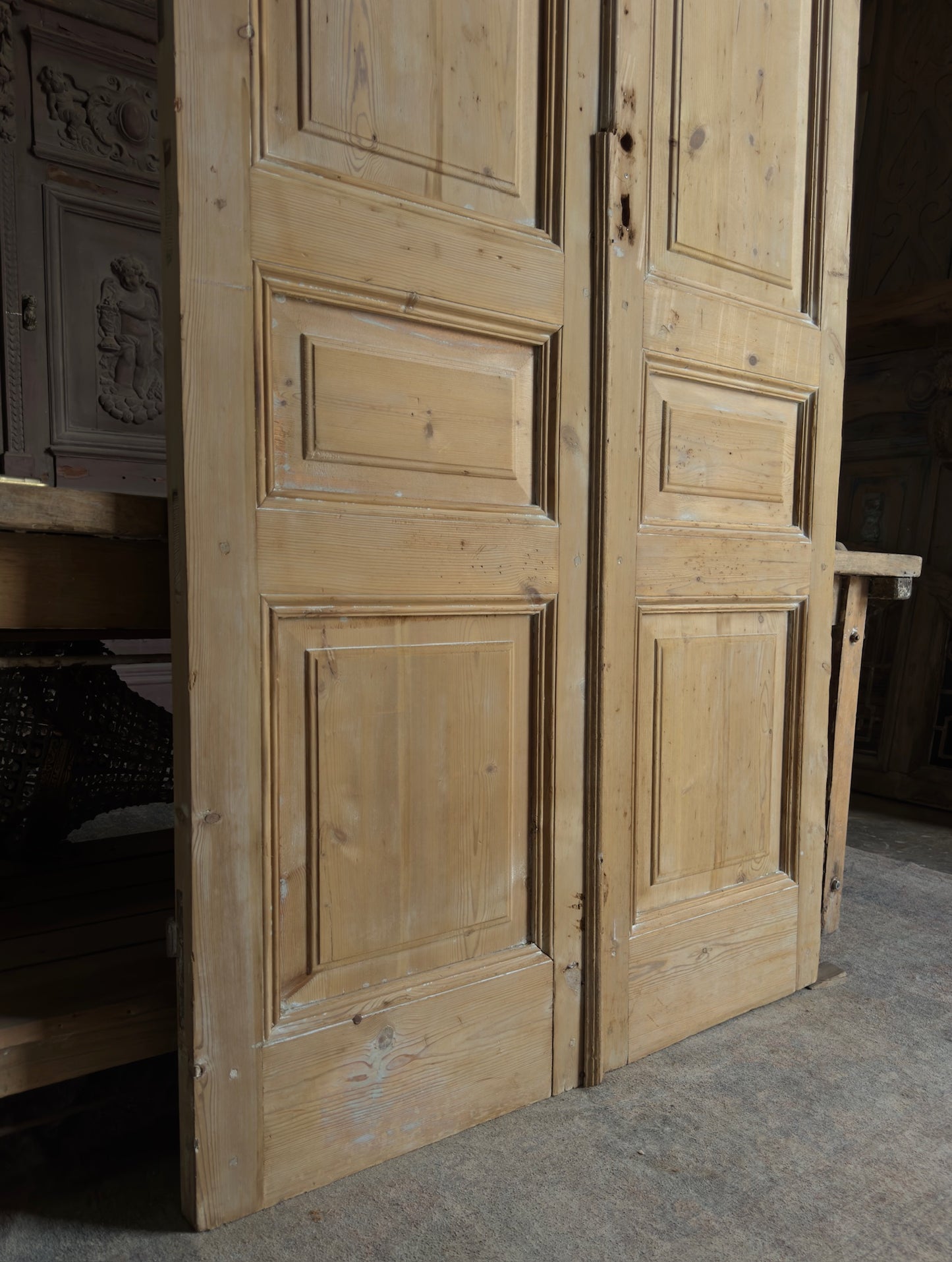 3 Panel Antique Solid French Doors - 45x100 K43