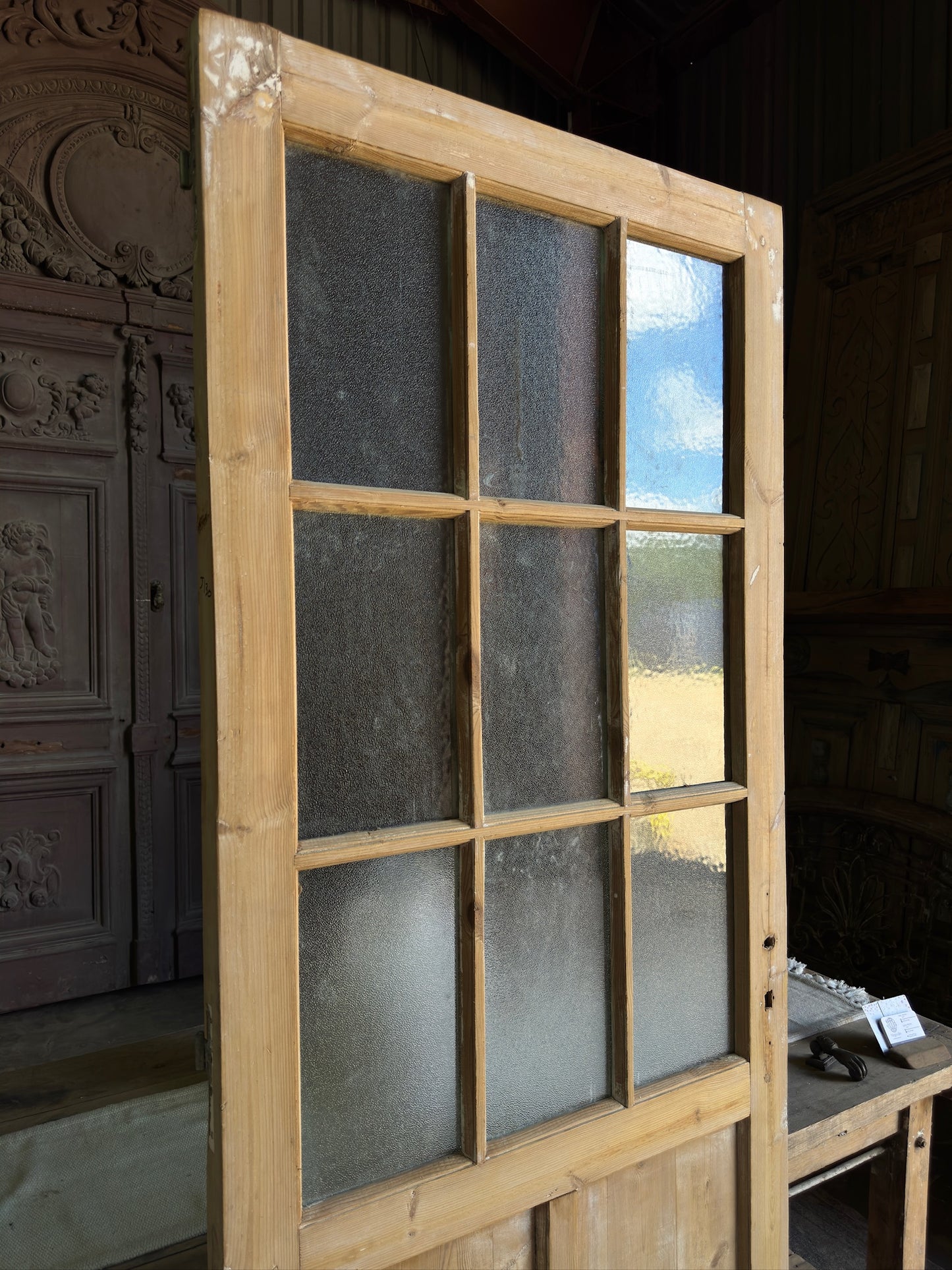 9 Light Single Antique Glass Door - 32x84.25 J130