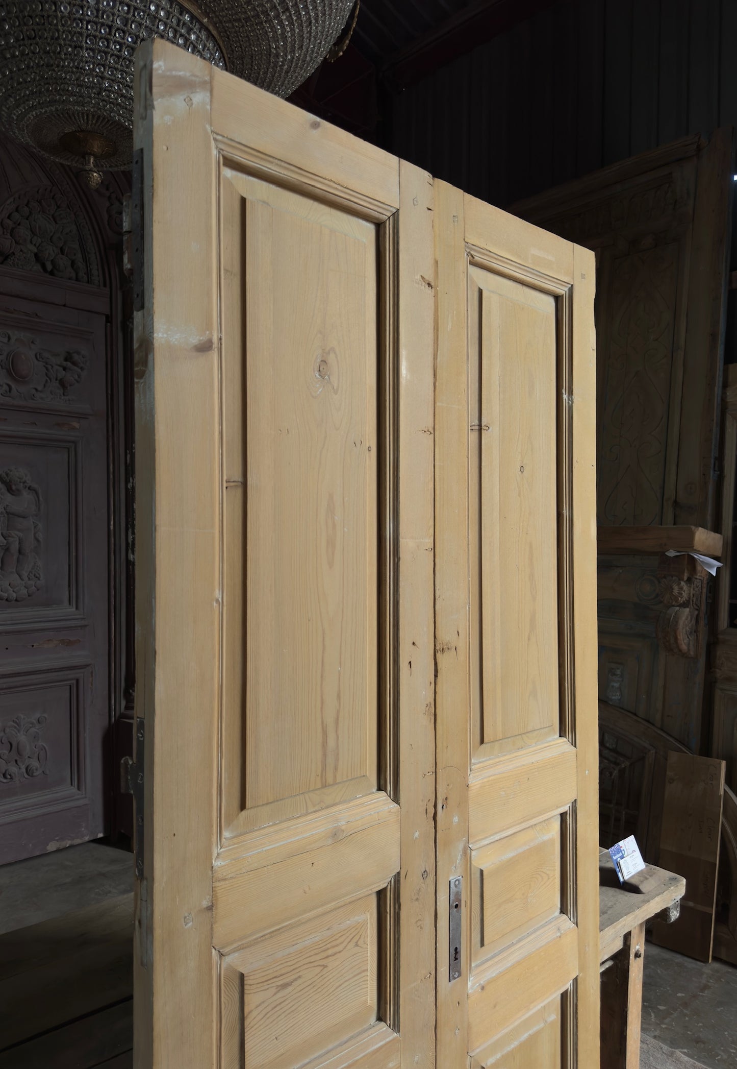 3 Panel Antique Solid French Doors - 38.75x86.5 K340