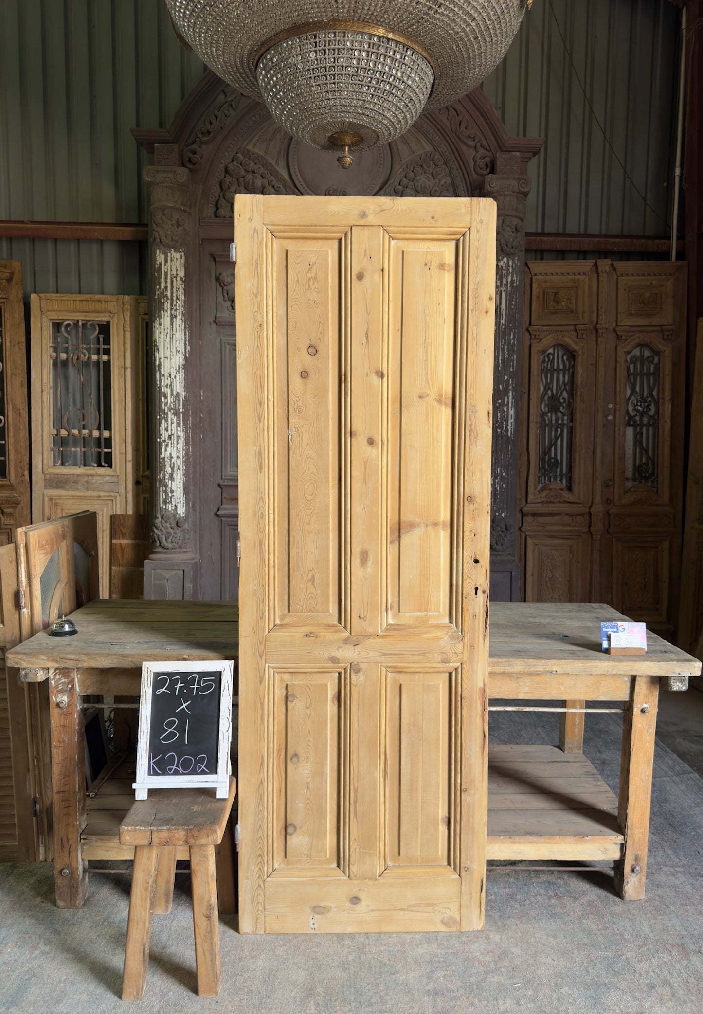4 Panel Single Solid Antique Door - 27.75x81 K202