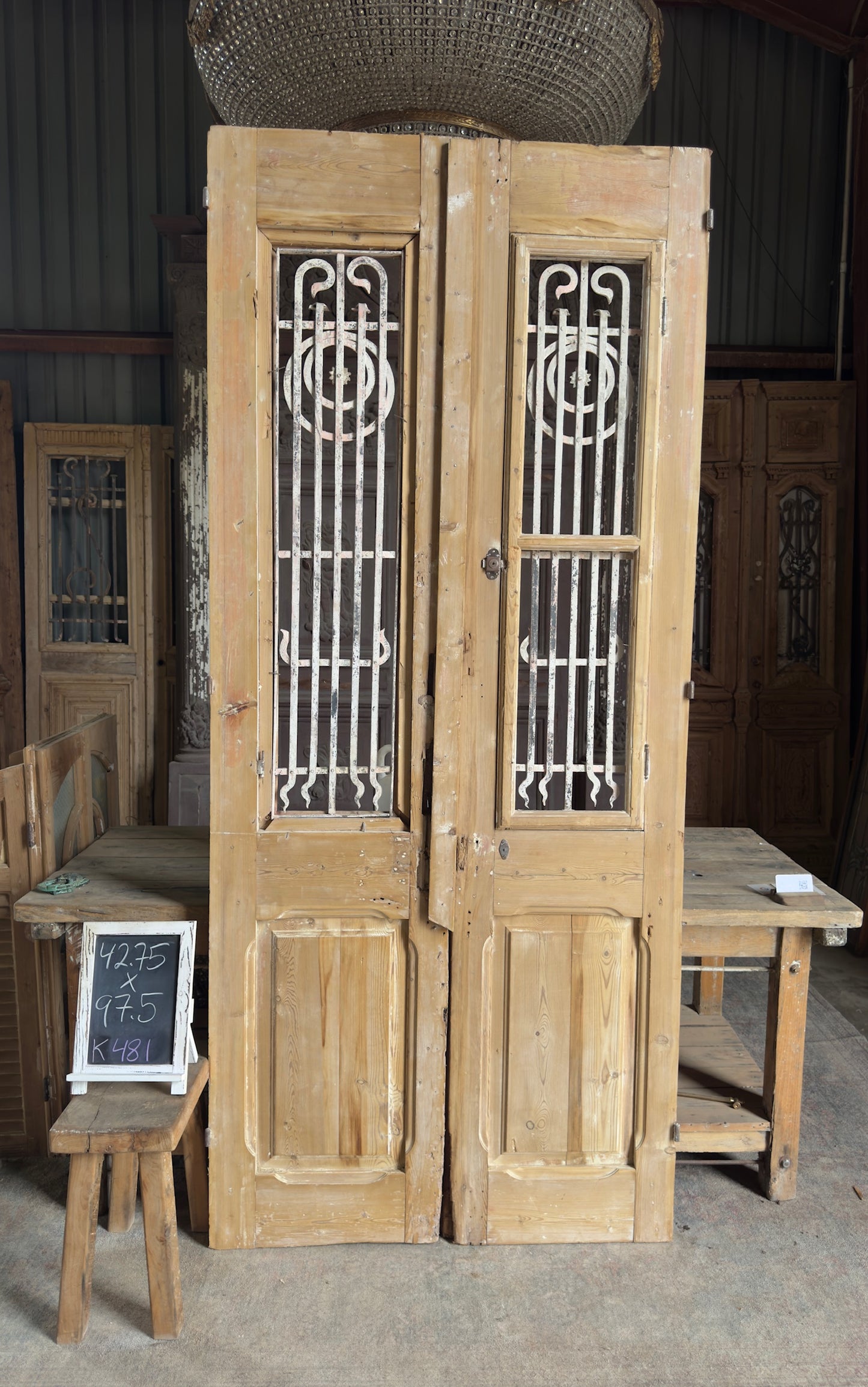 19th Century Antique Iron French Doors - 42.75x97.5 K481