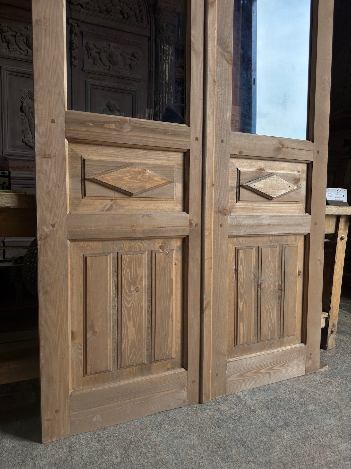 Handcrafted Carved Glass French Doors - 48x80 K15