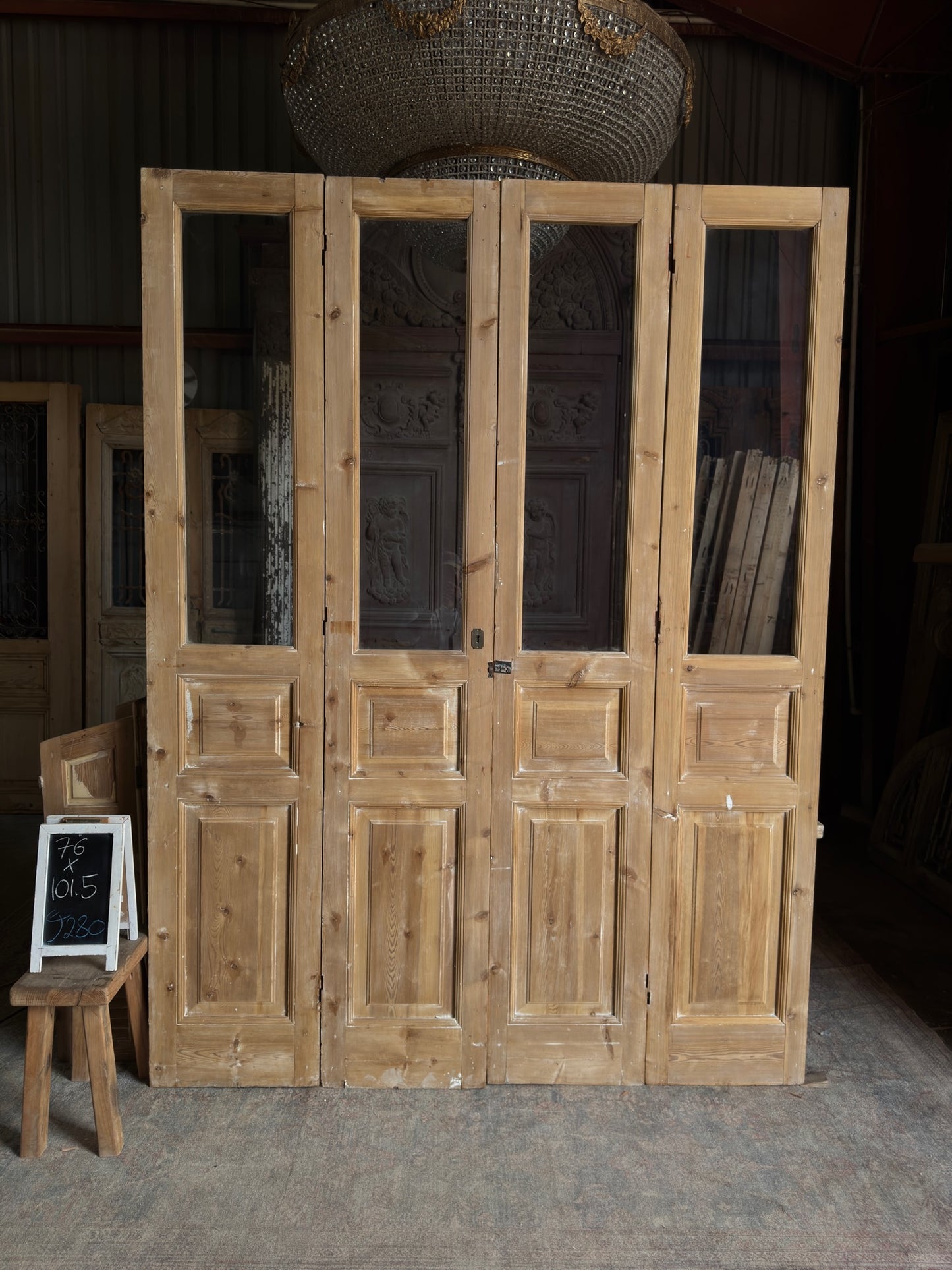 Antique Bi-Fold Open Glass French Doors - 76x101.5 J280