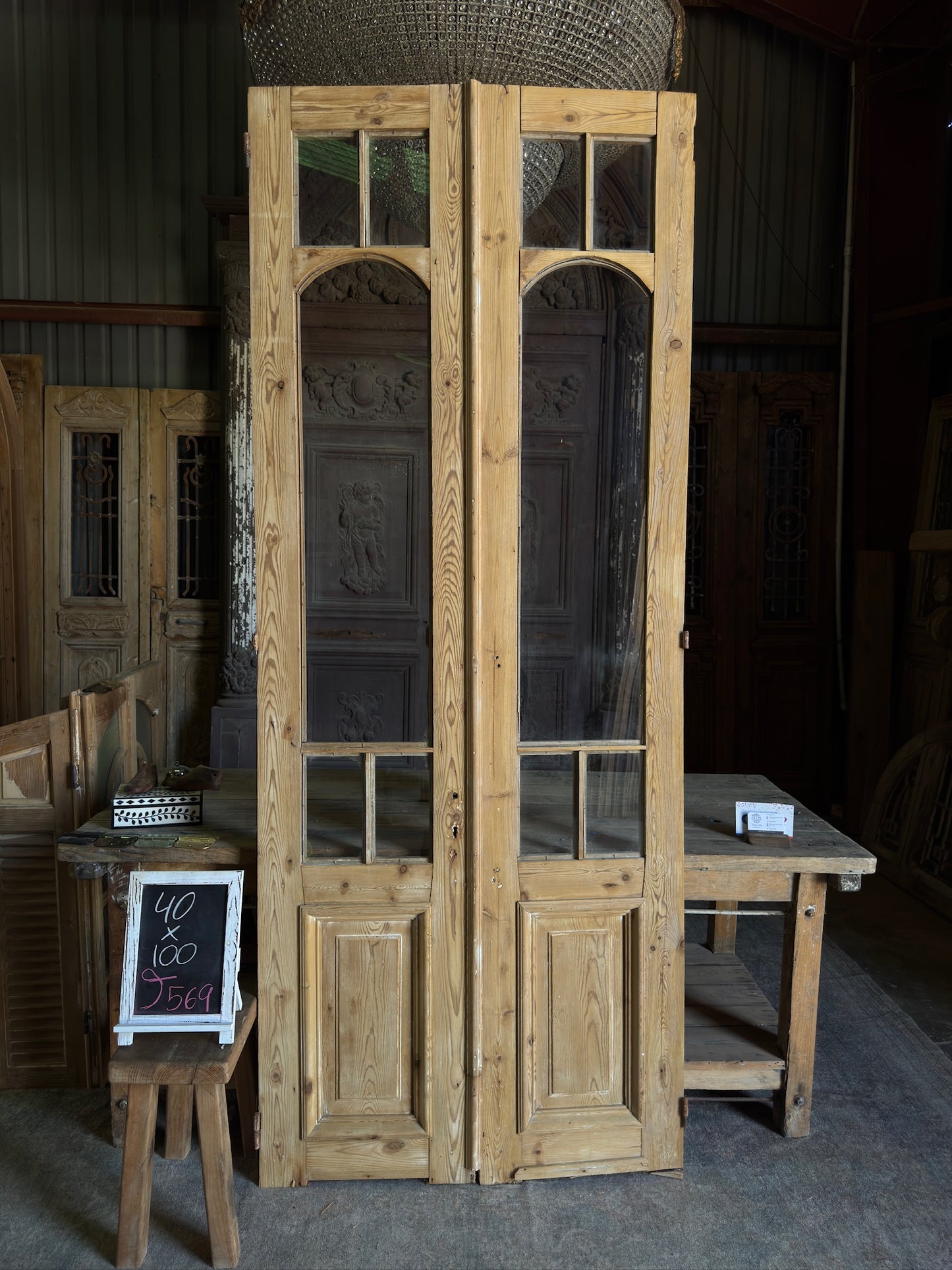 Glass Antique French Doors - 40x100 J569