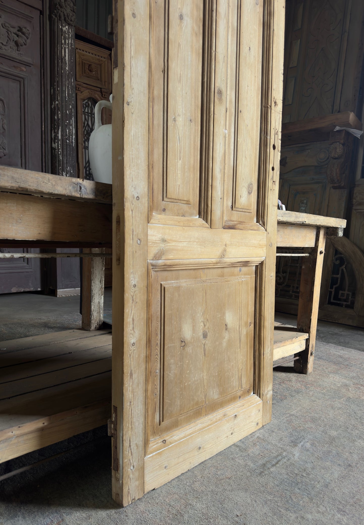 19th Century European Antique Glass Single Door - 26.75x87 K253