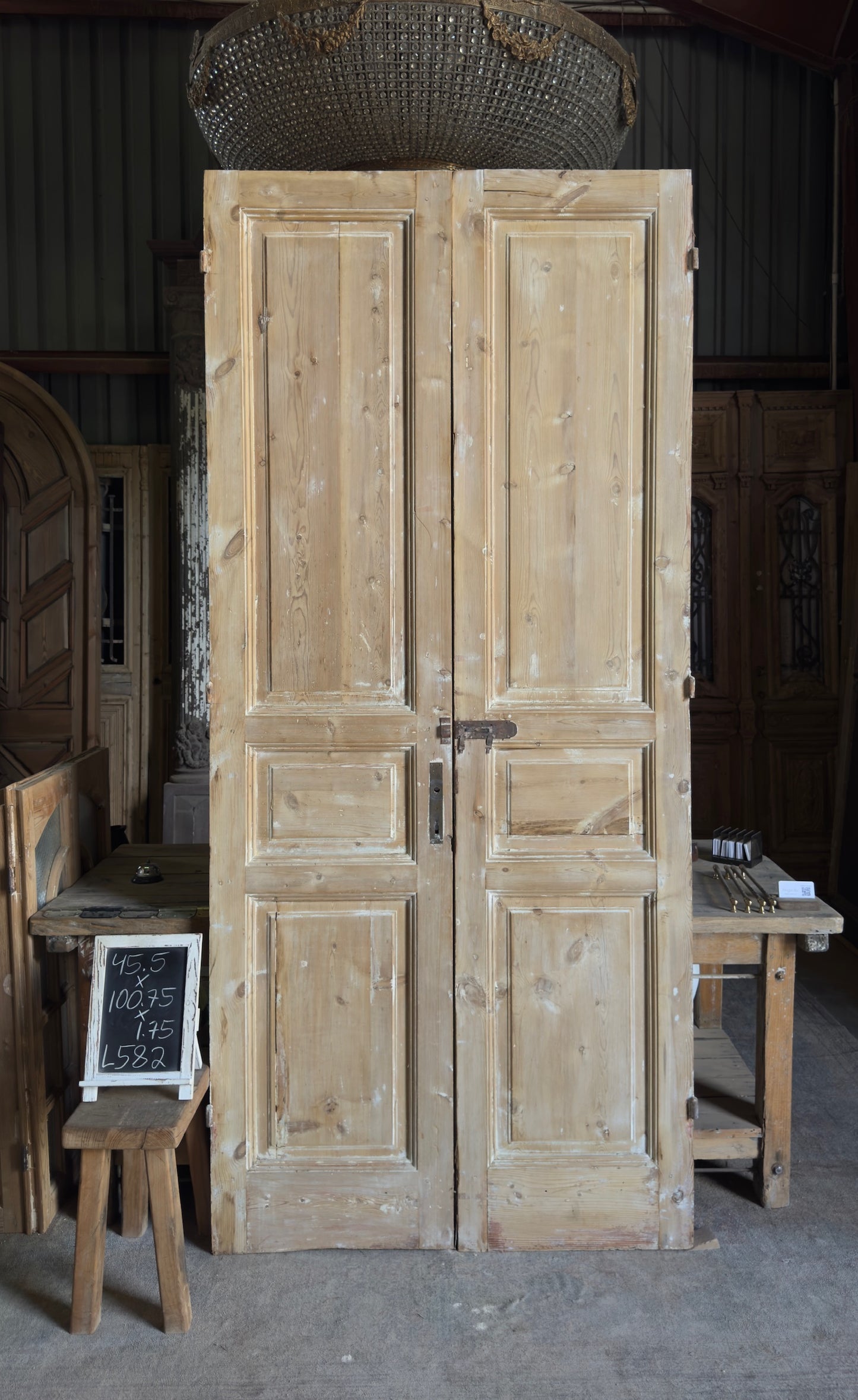 Antique 3 Panel French Doors - 45.5x100.75 - L582