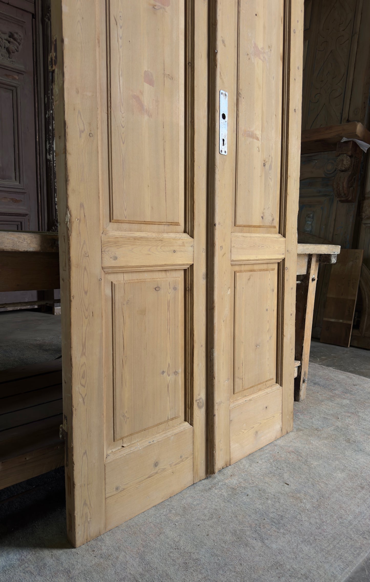 3 Panel Antique Solid French Doors - 40x88 K356