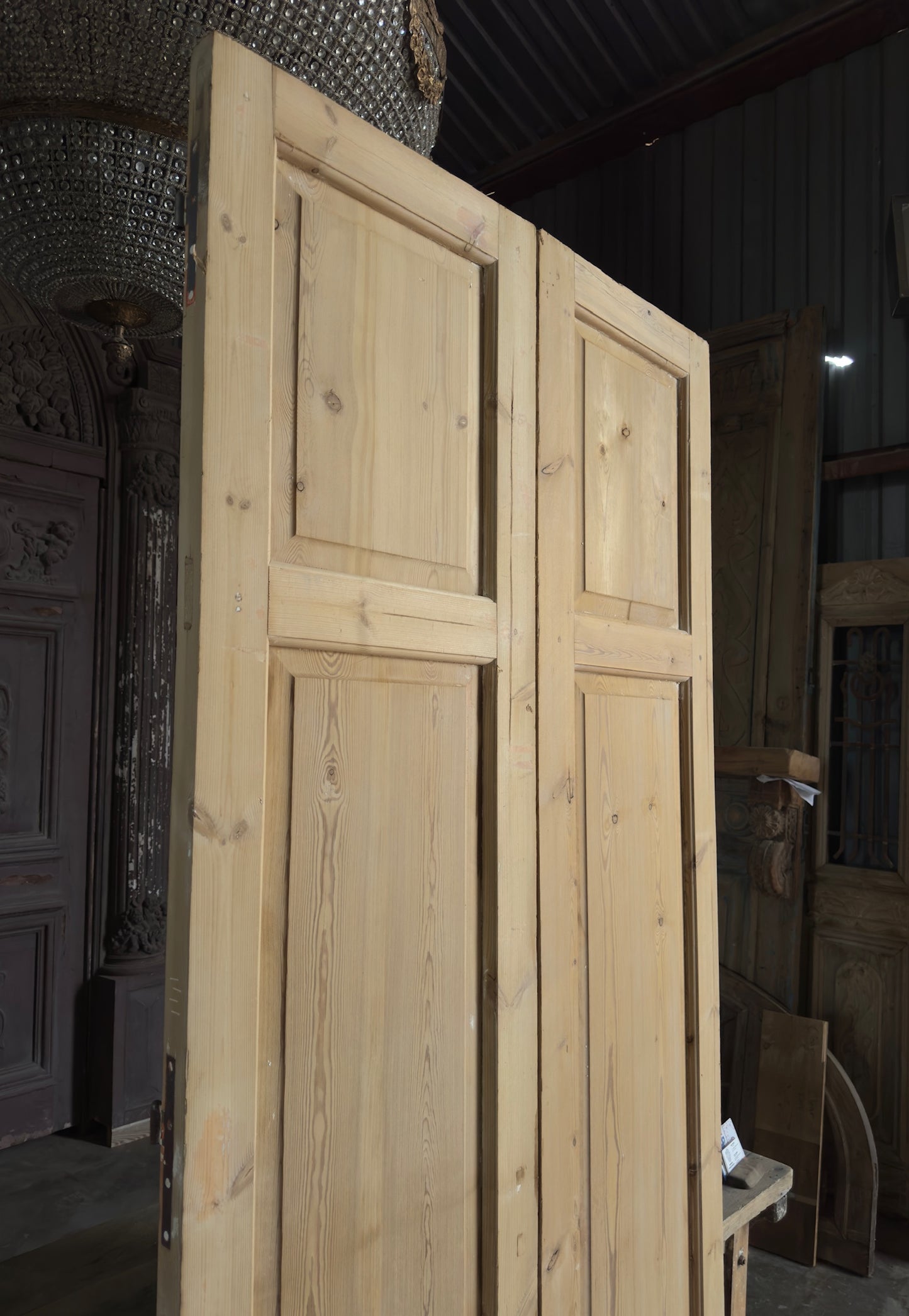 2 Panel Antique Solid French Doors - 44x97.5 K341