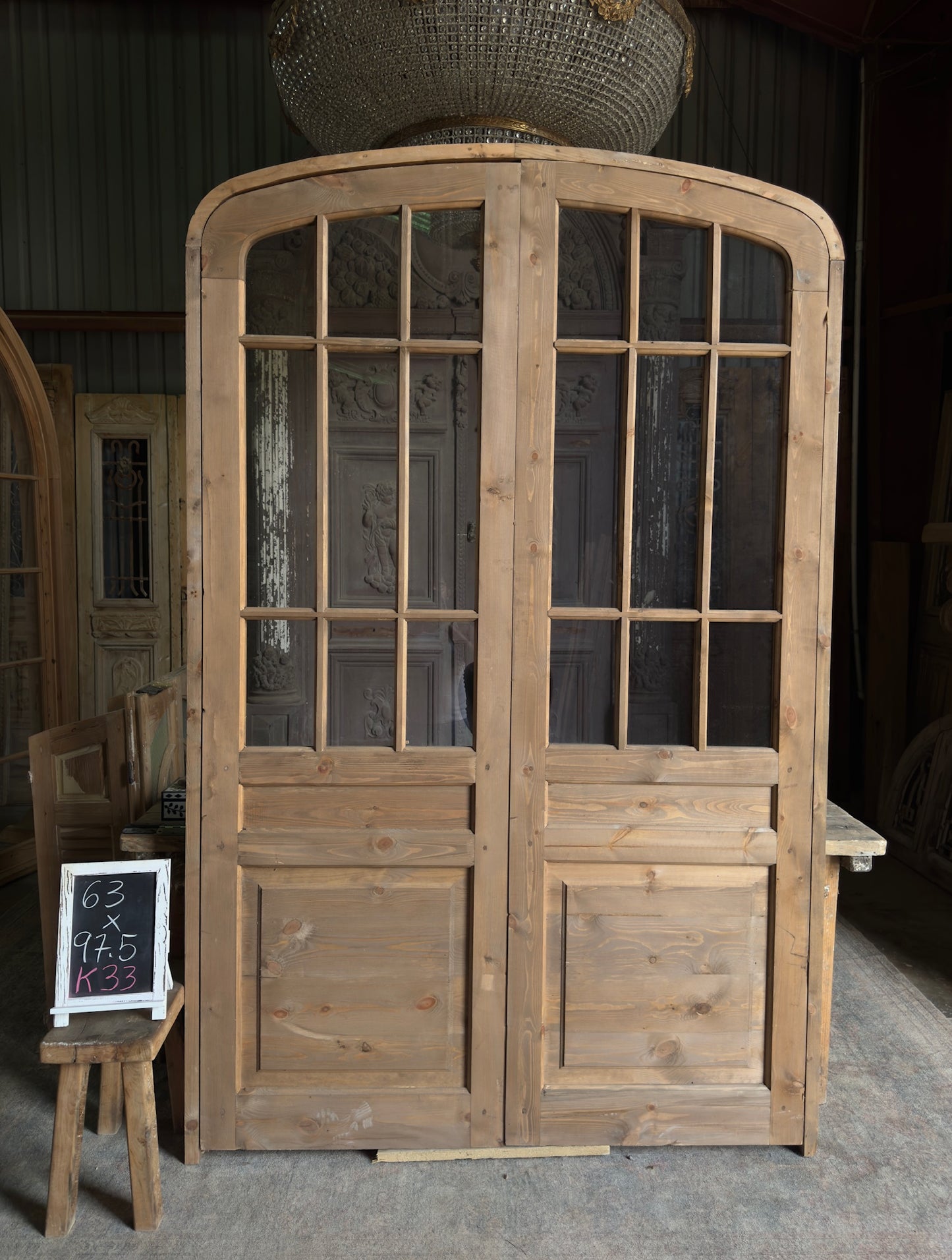 Handcrafted Eyebrow Arch Glass French Door Unit - 60x96 K33