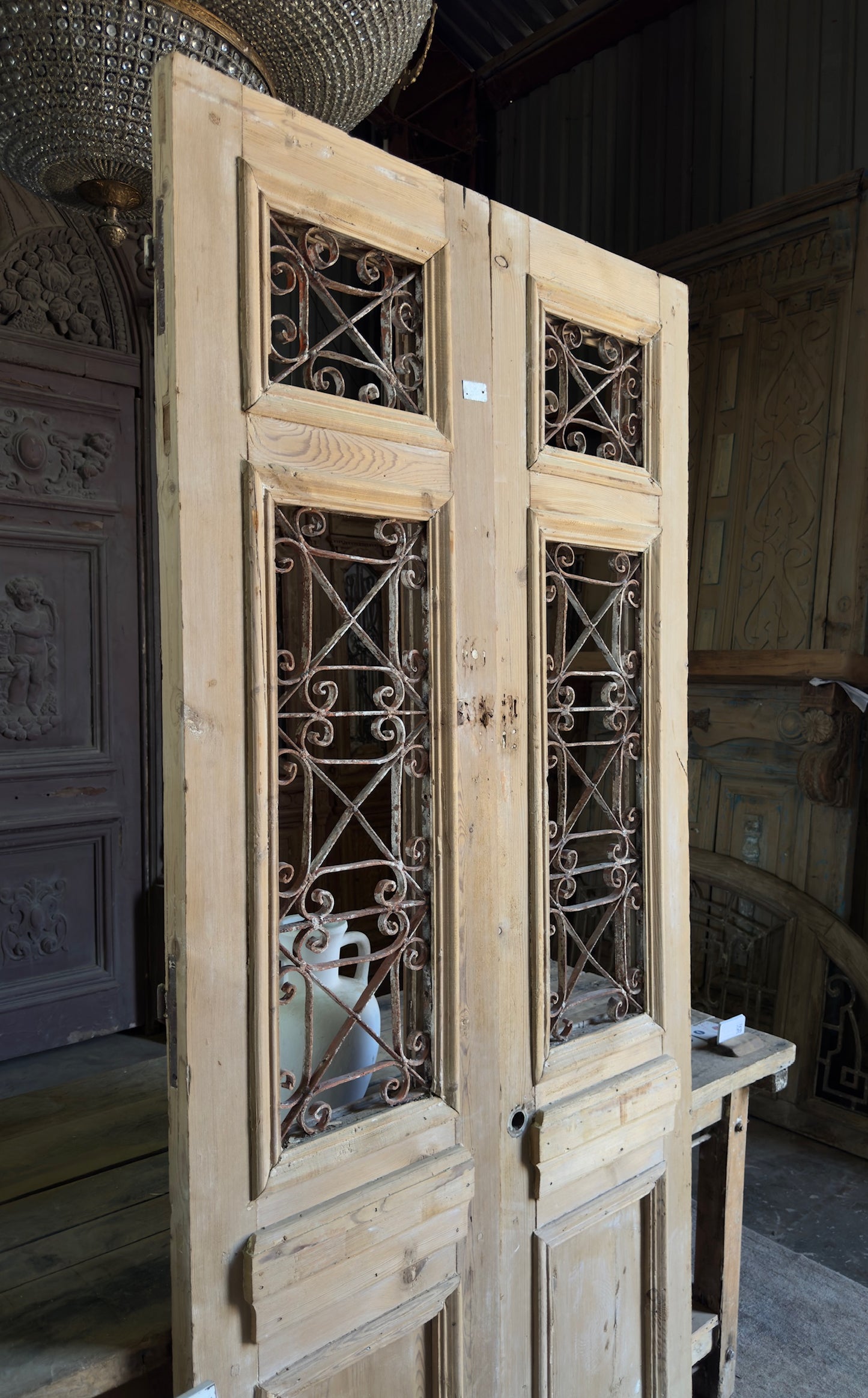 Stately Antique Iron French Doors - 39.5x90.25 K446