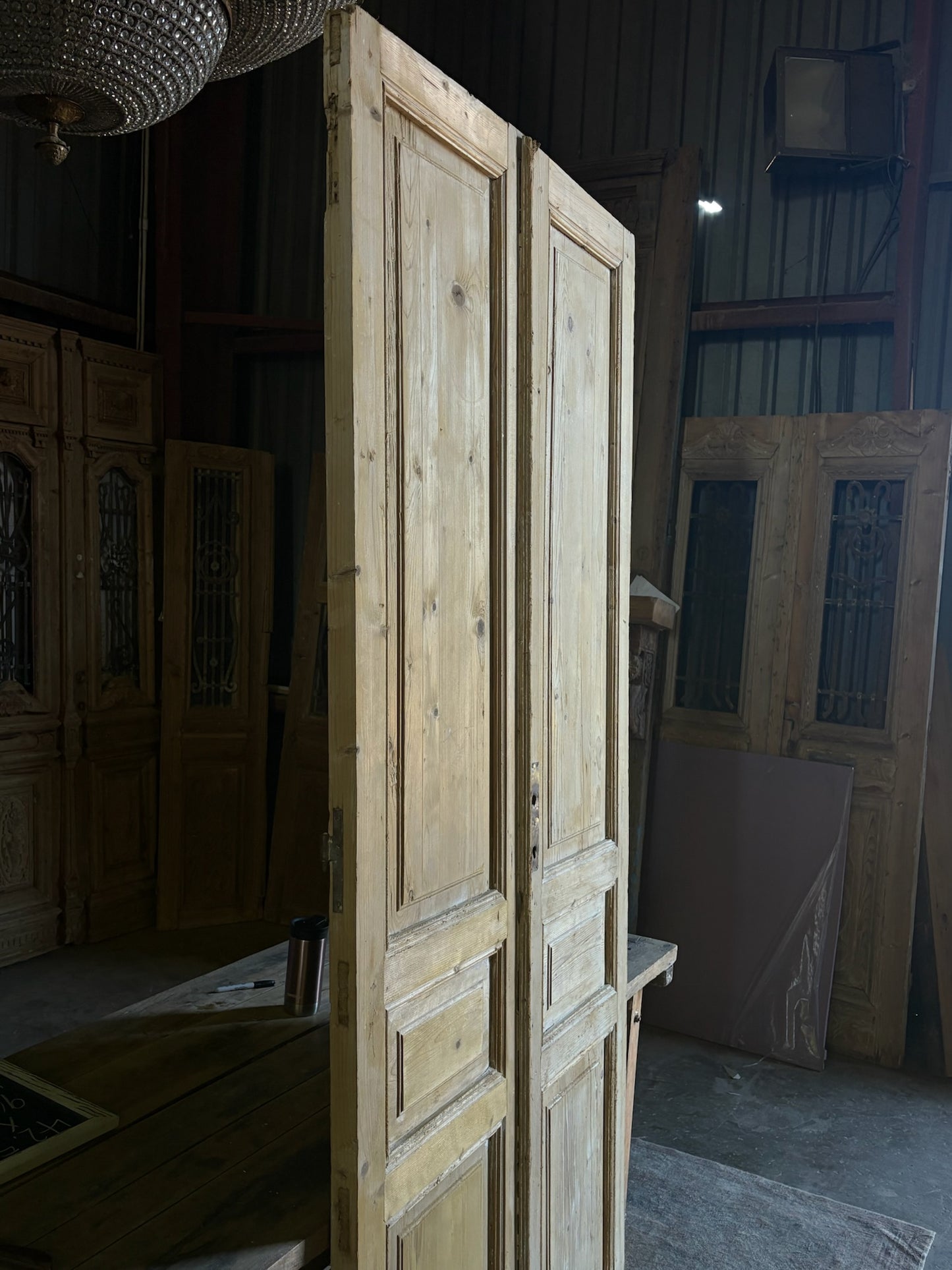 3 Panel Antique Solid French Doors - 42.5x96.25 - L92