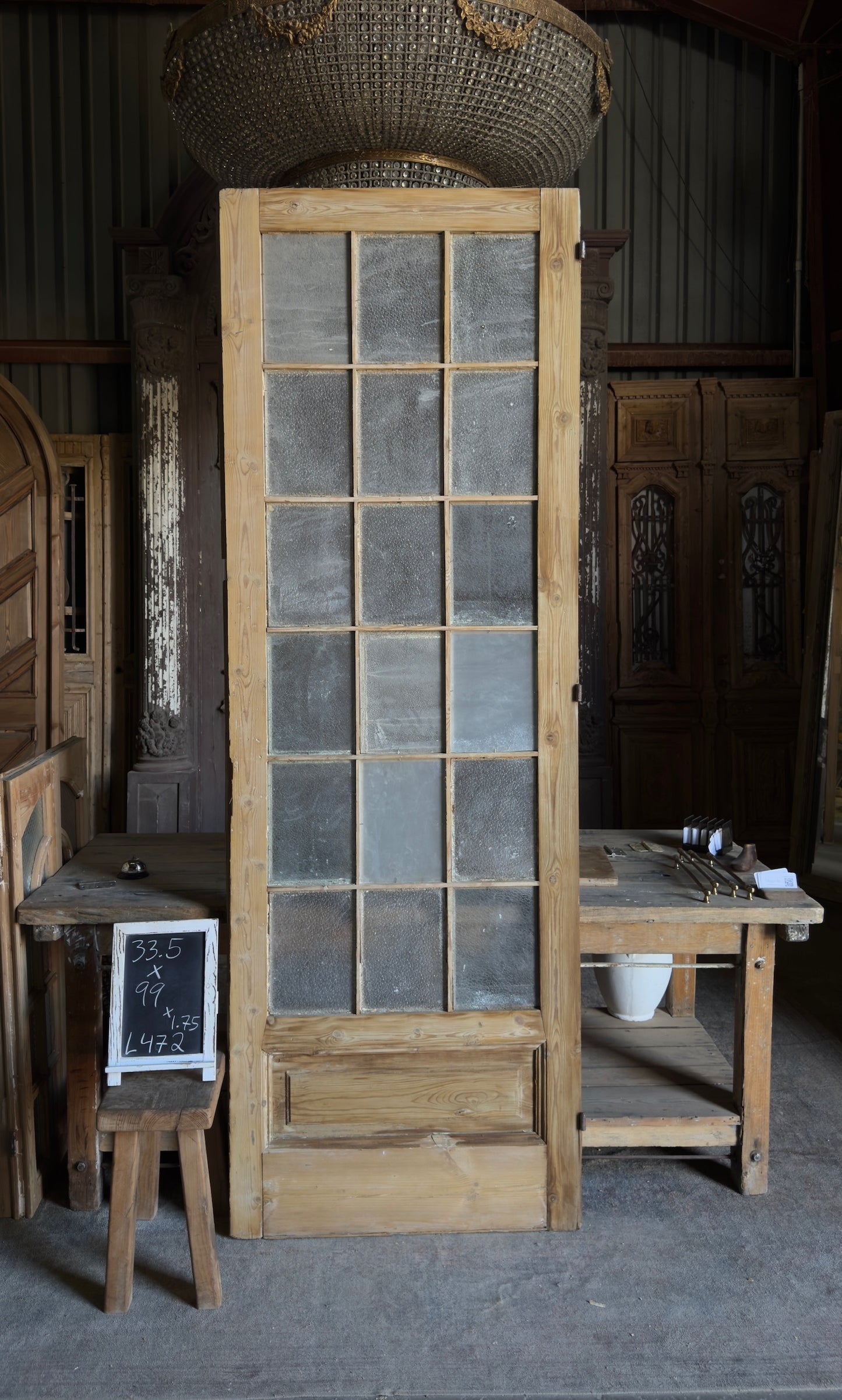 18 Lite Antique Glass Single Door - 33.5x99 - L472