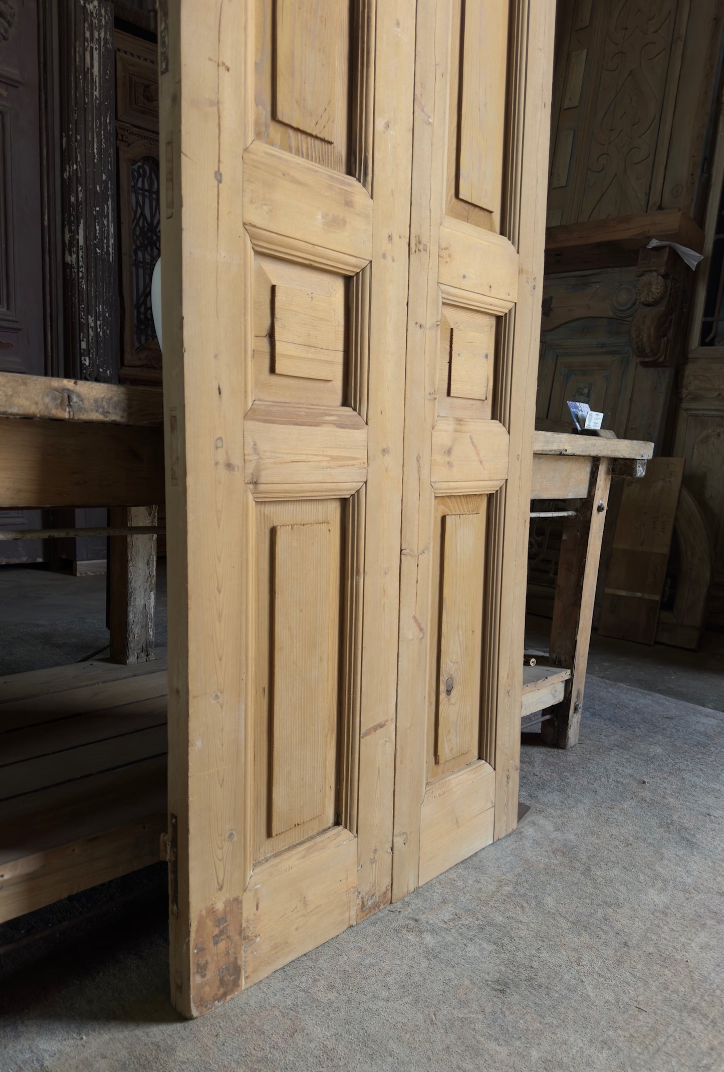 3 Panel Antique Solid French Doors - 29.5x93 K370