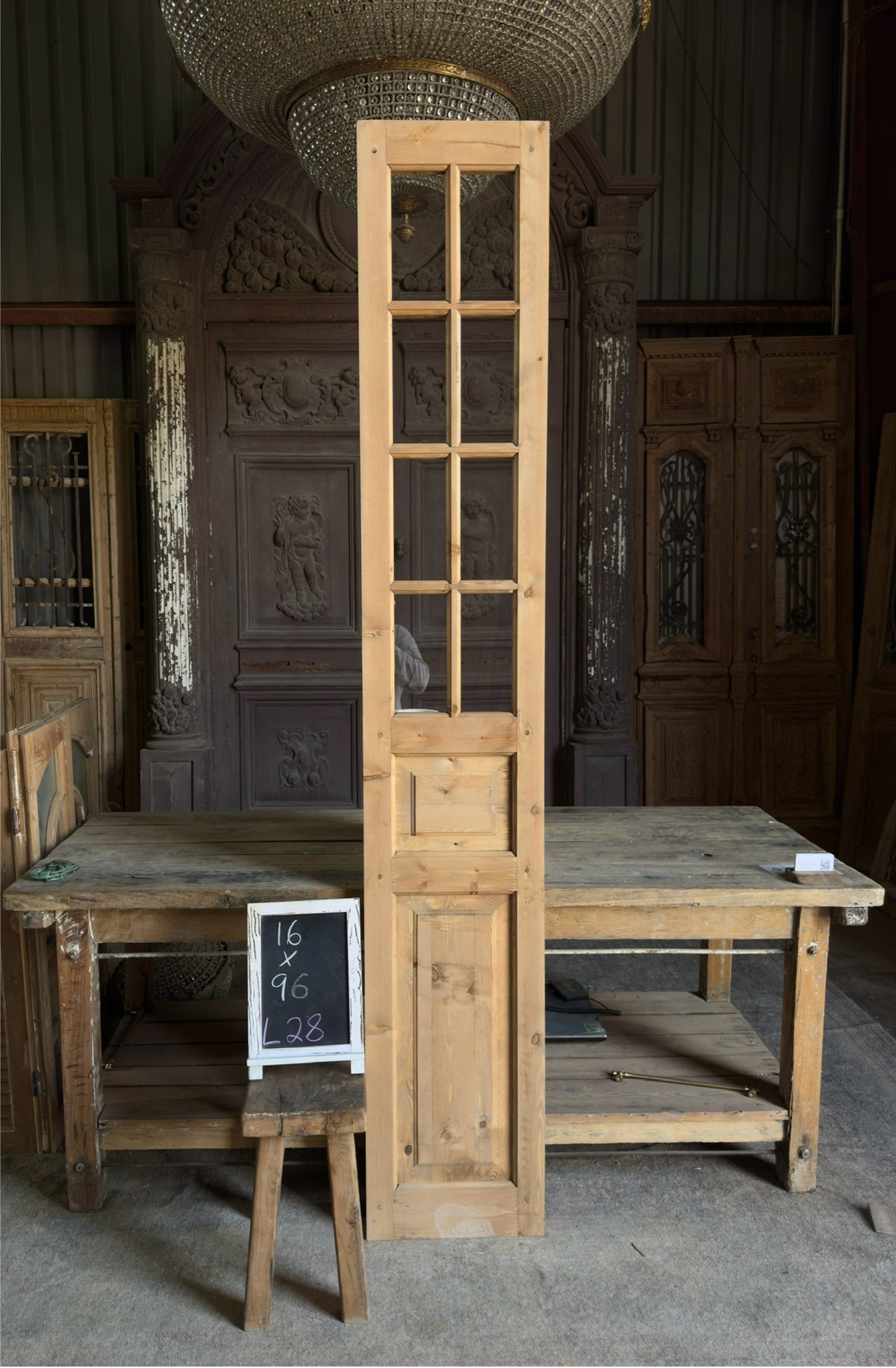 Handcrafted 8 Lite Single Glass Door - 16x96 L28