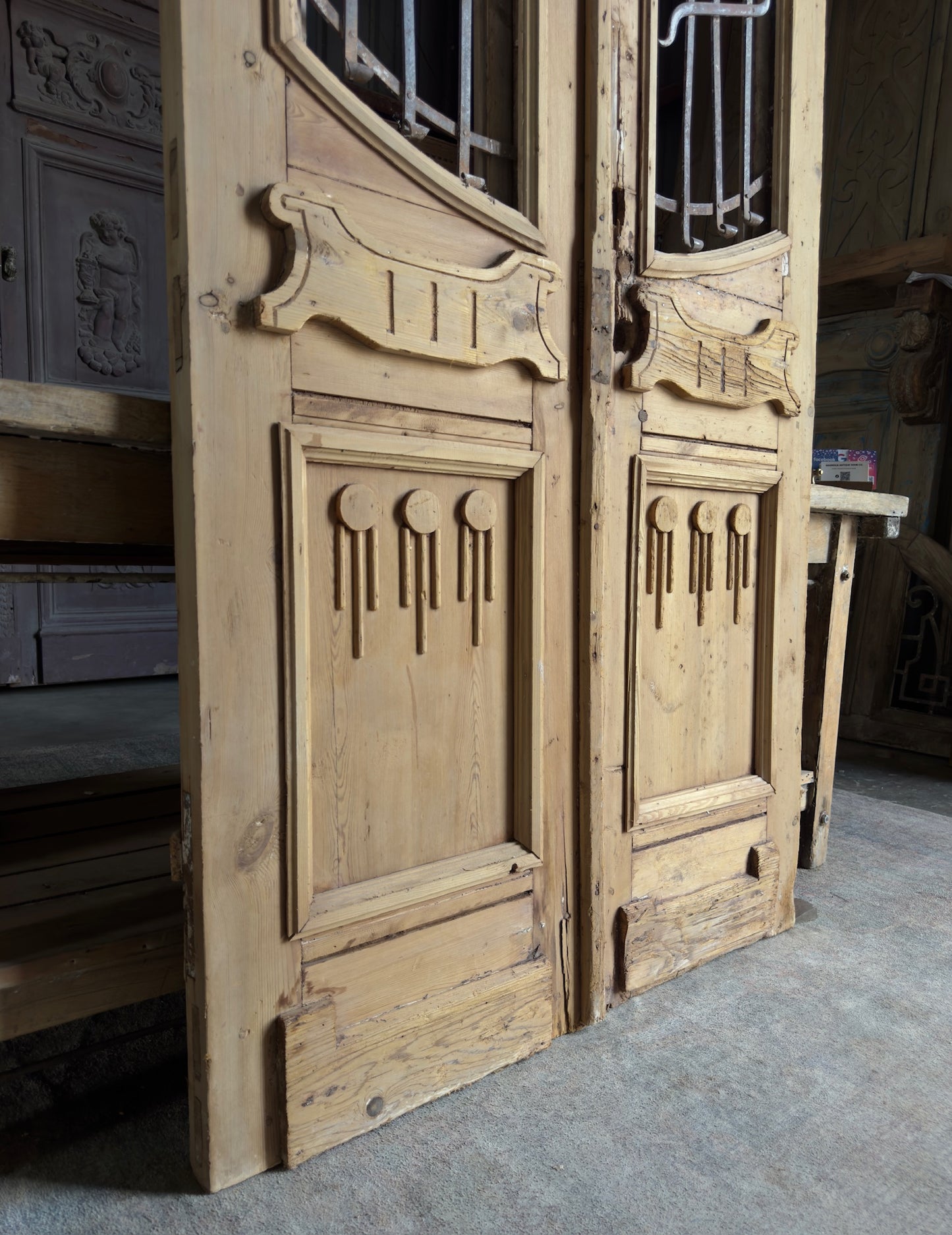 Sophisticated Antique Iron French Doors - 43x98 K282