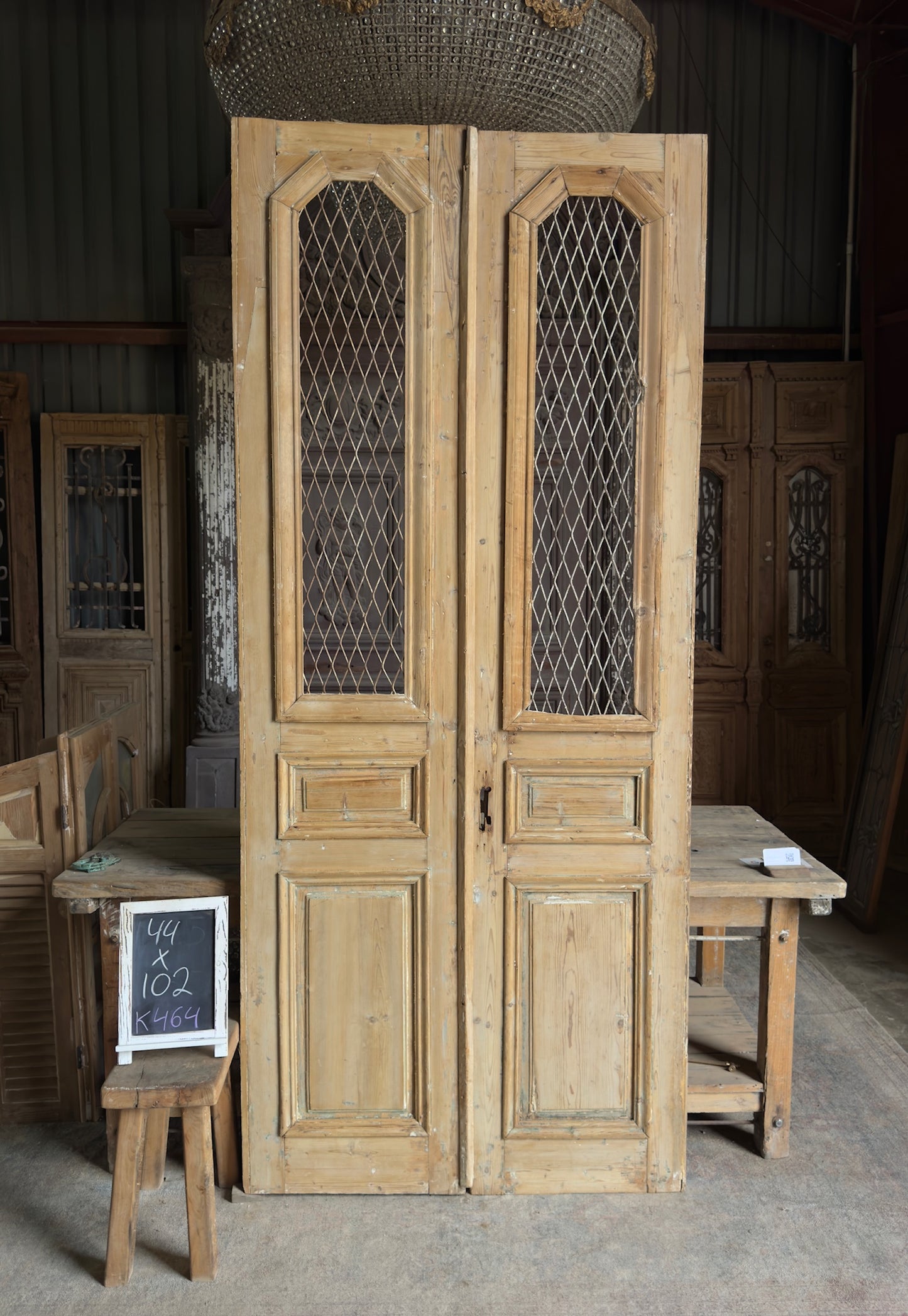 Classy Antique Iron French Doors - 44x102 K464