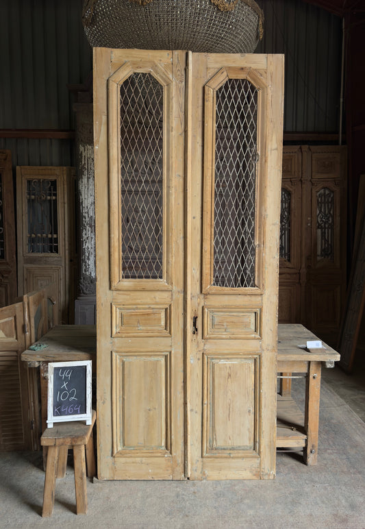 Classy Antique Iron French Doors - 44x102 K464