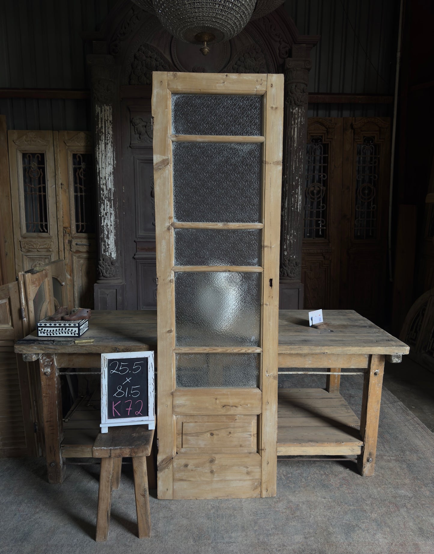 Single Antique Glass Door - 25.5x81.5 K72