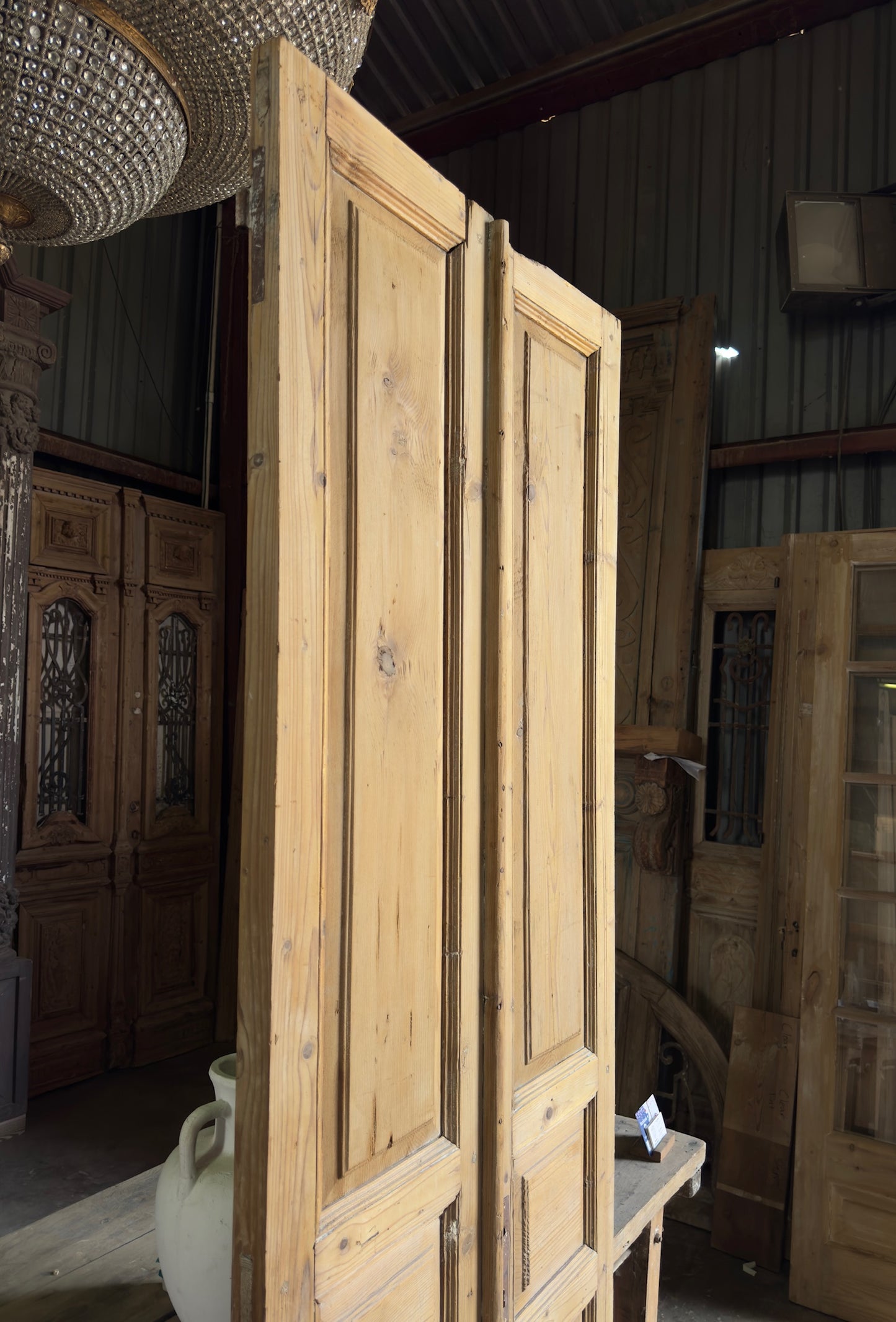 3 Panel Antique Solid French Doors - 31.5x92 K329