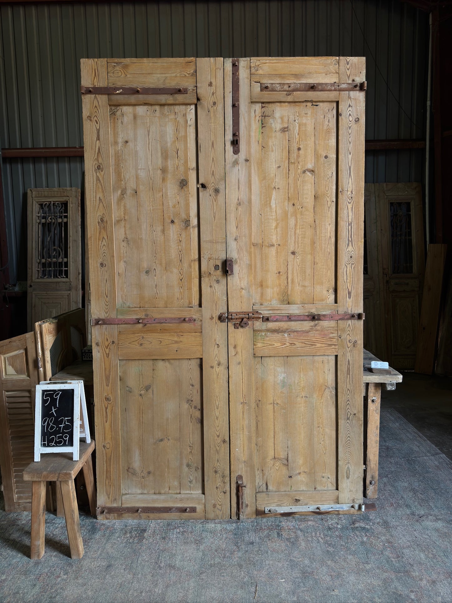 Antique Hand Carved Solid Wood Doors - 59x98.75 H259