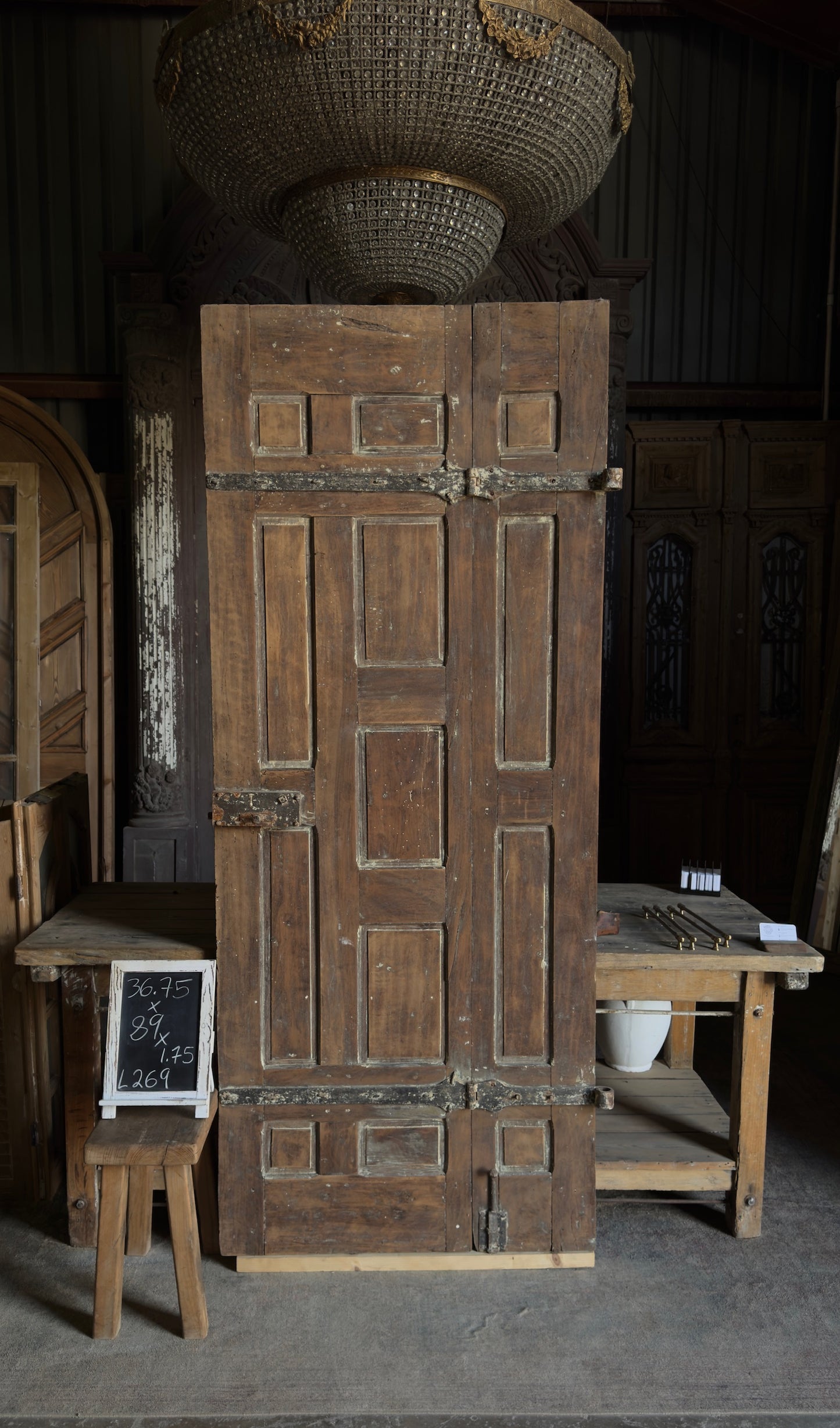 Spanish Multi-Panel Antique Door Pair - 36.75x89 - L269