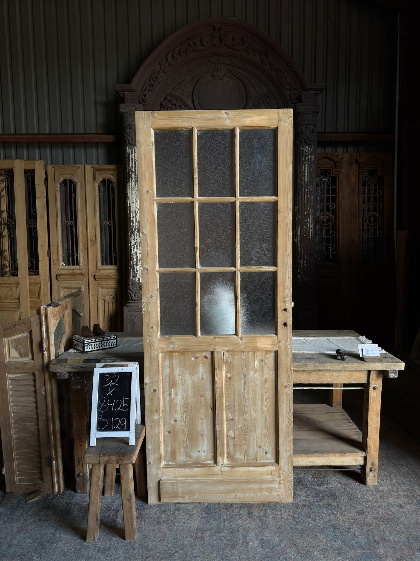 9 Light Single Antique Glass Door - 32x84.25 J129