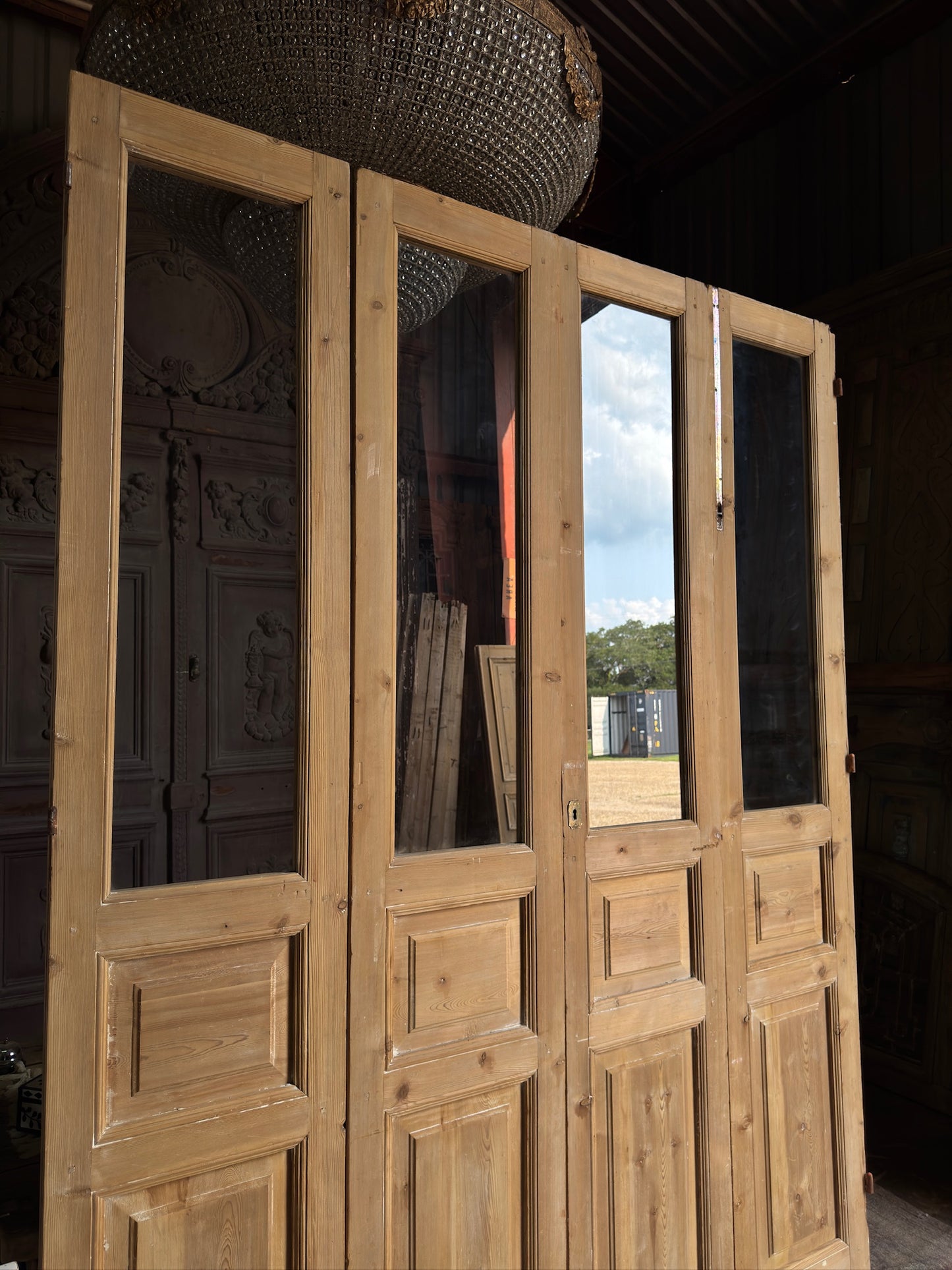 Antique Bi-Fold Open Glass French Doors - 76x101.5 J280