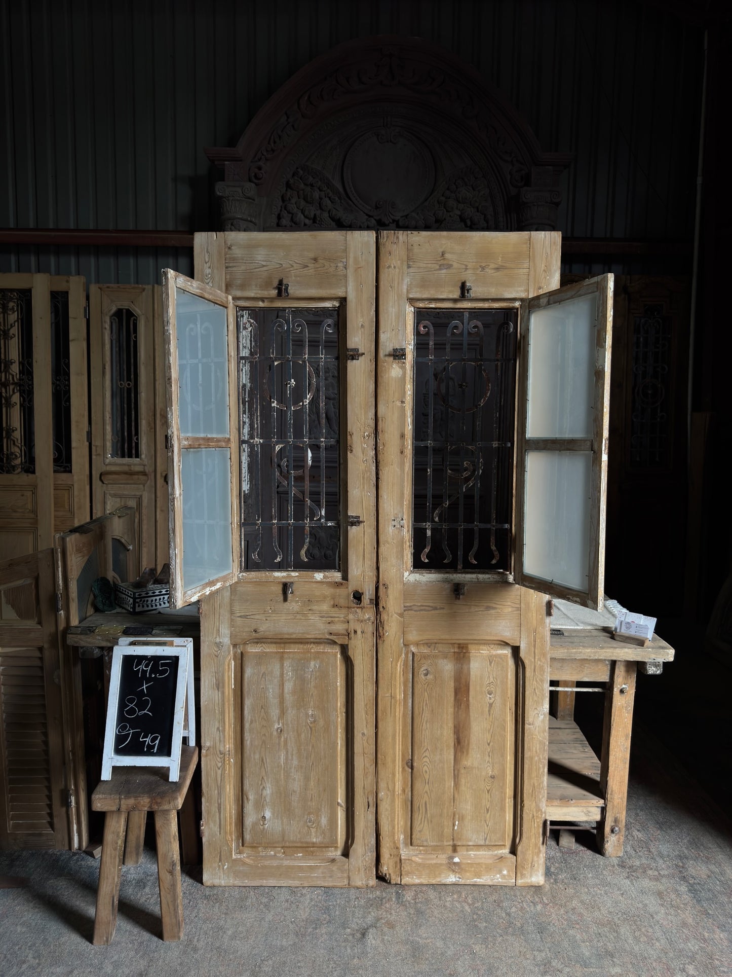 Antique Iron French Double Doors - 44.5x82 J49