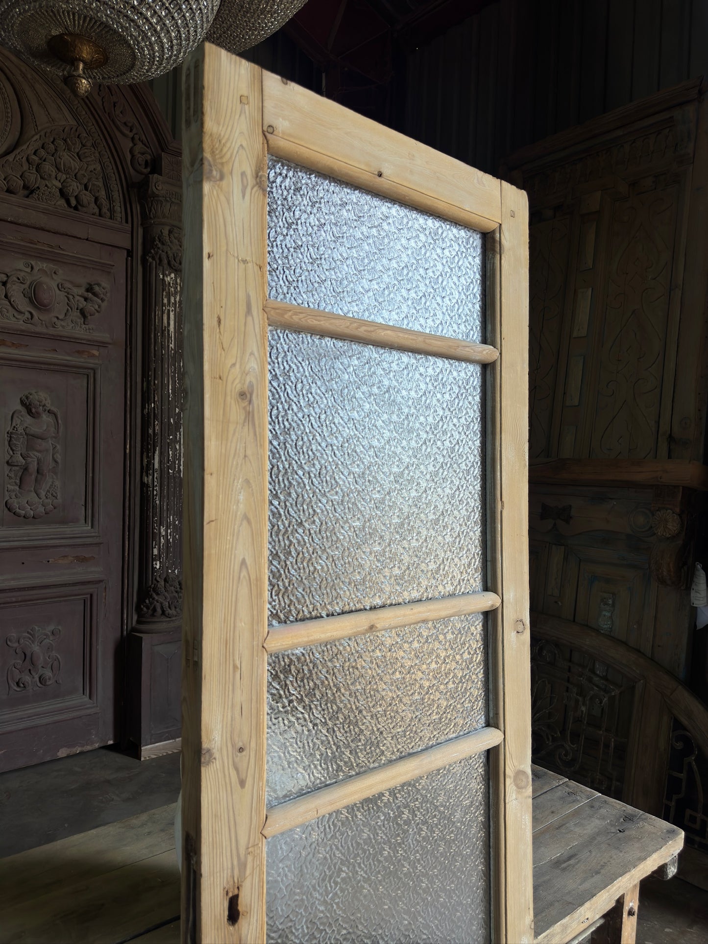 Single Antique Glass Door - 25.5x81.5 K72