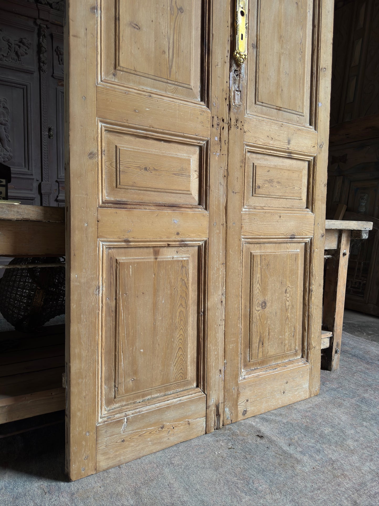 3 Panel Antique Solid French Doors - 43x105 K133