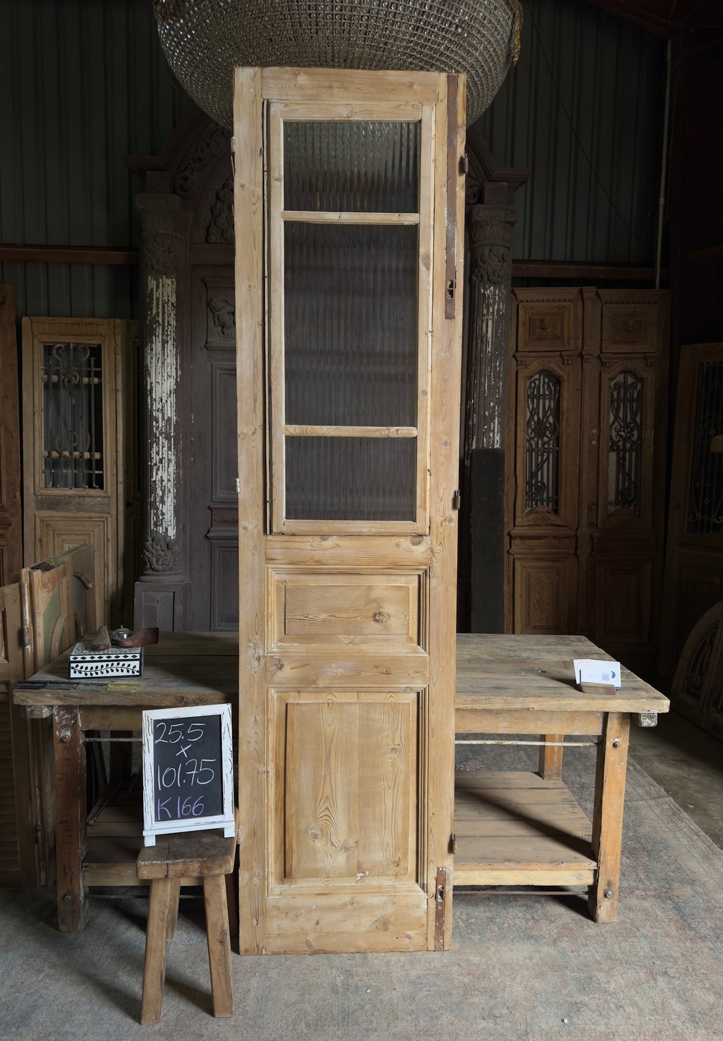 Reeded Glass Antique Single Door - 25.5x101.75 K166