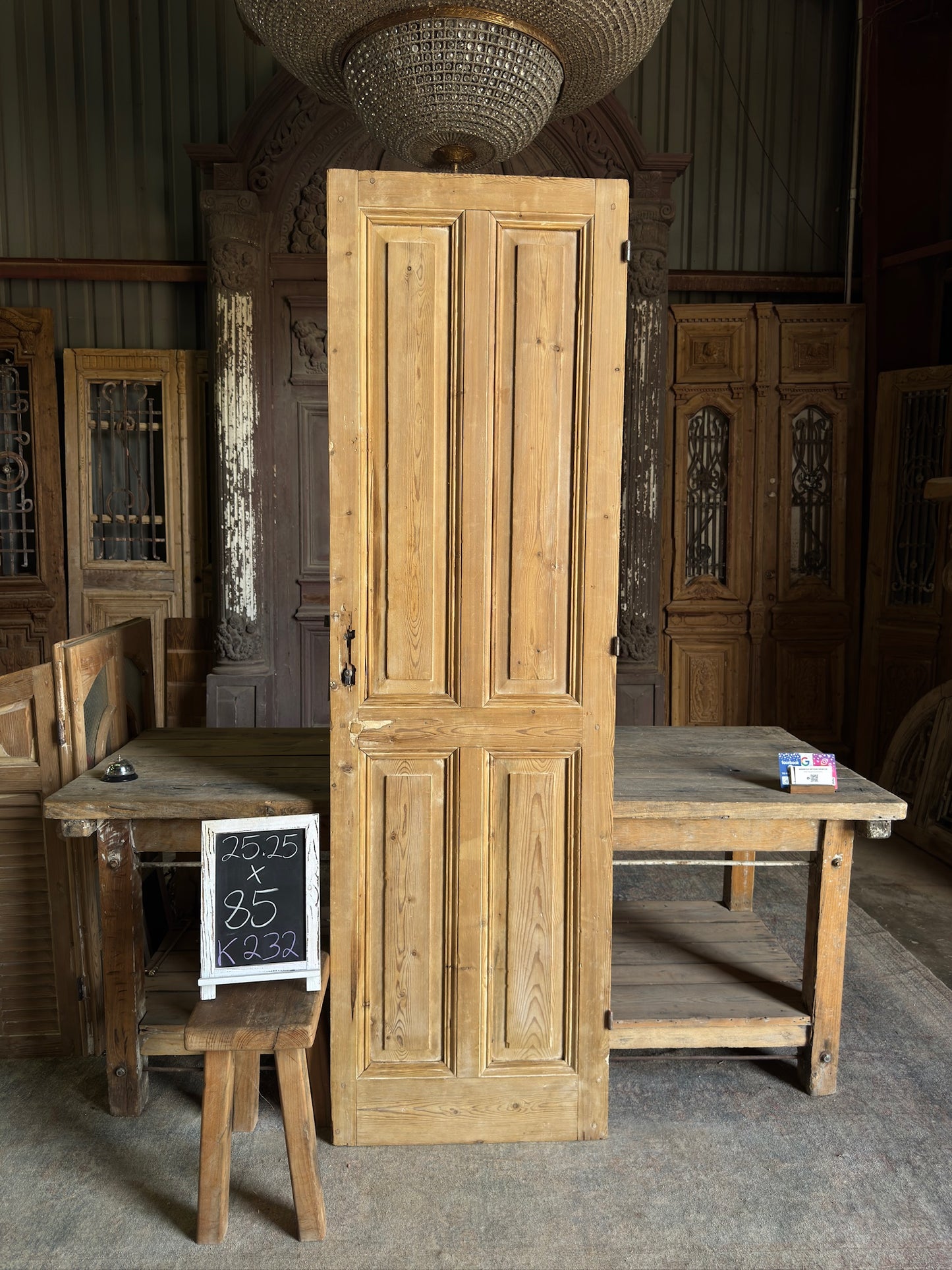 4 Panel Single Solid Antique Door - 25.25x85 K232