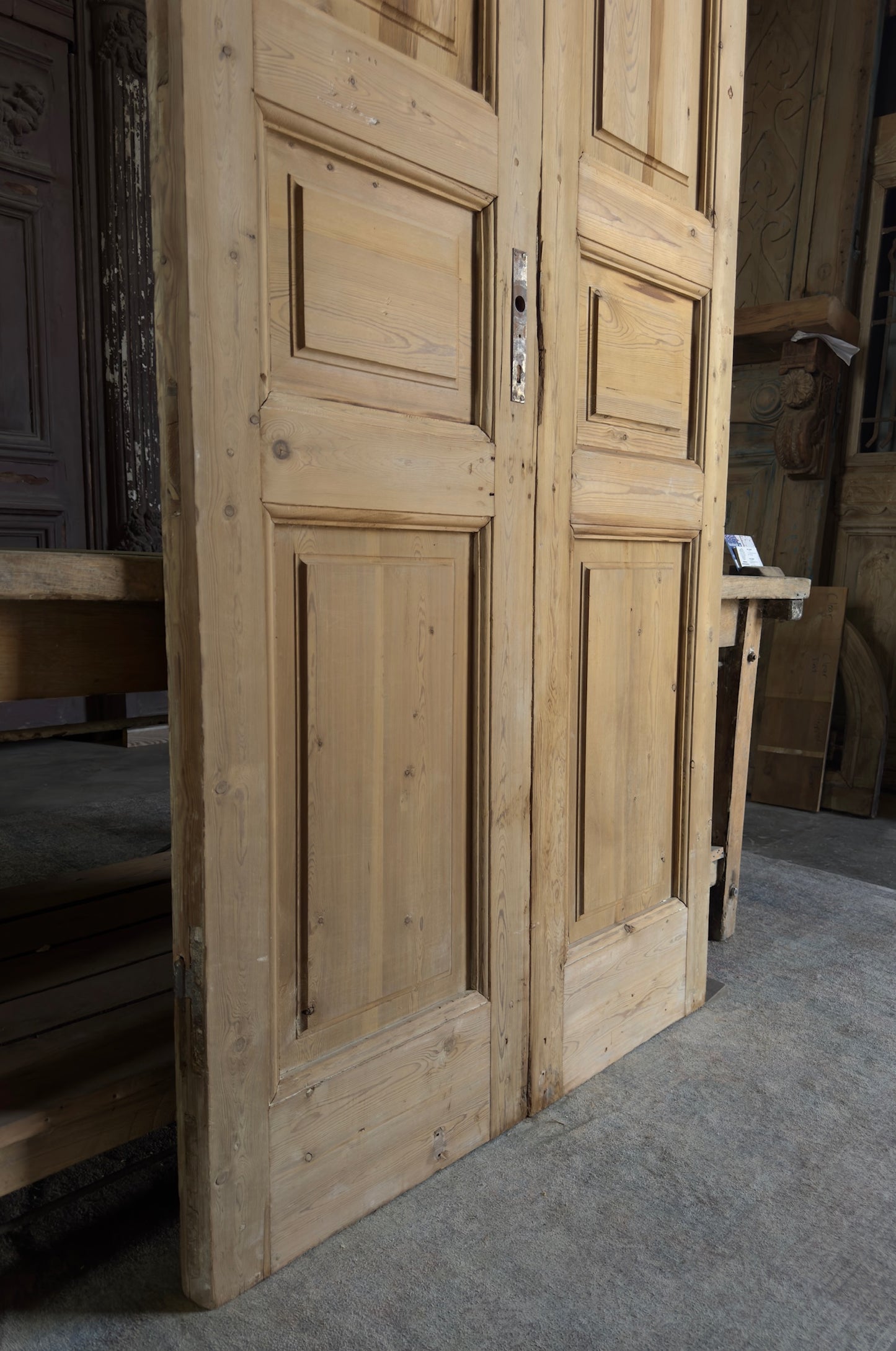 3 Panel Antique Solid French Doors - 41x101.5 K348