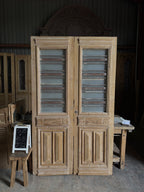 Horizontal Pattern Antique Iron French Doors - 51.25x85.5 J52