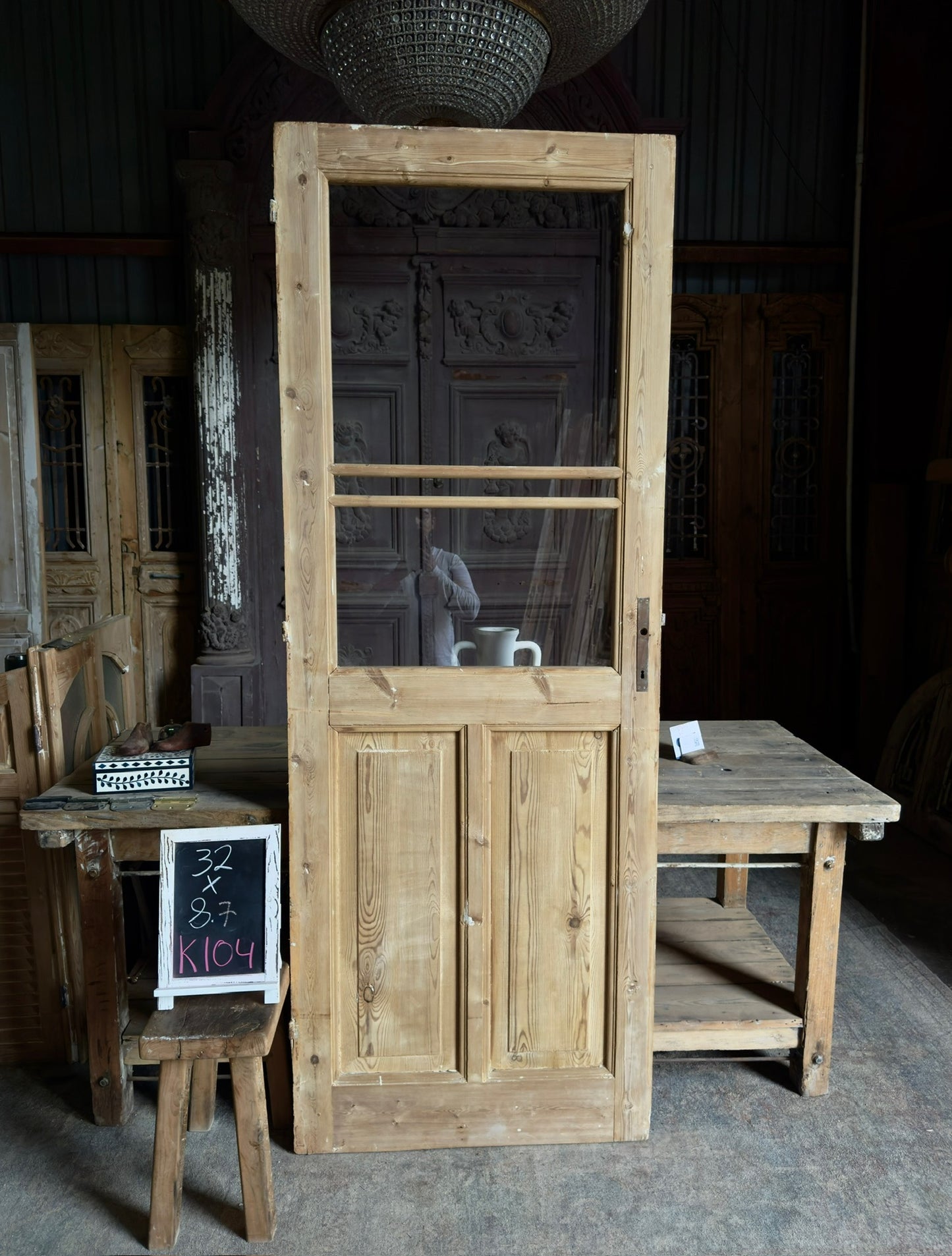 Antique Glass Single Door - 32x87 K104