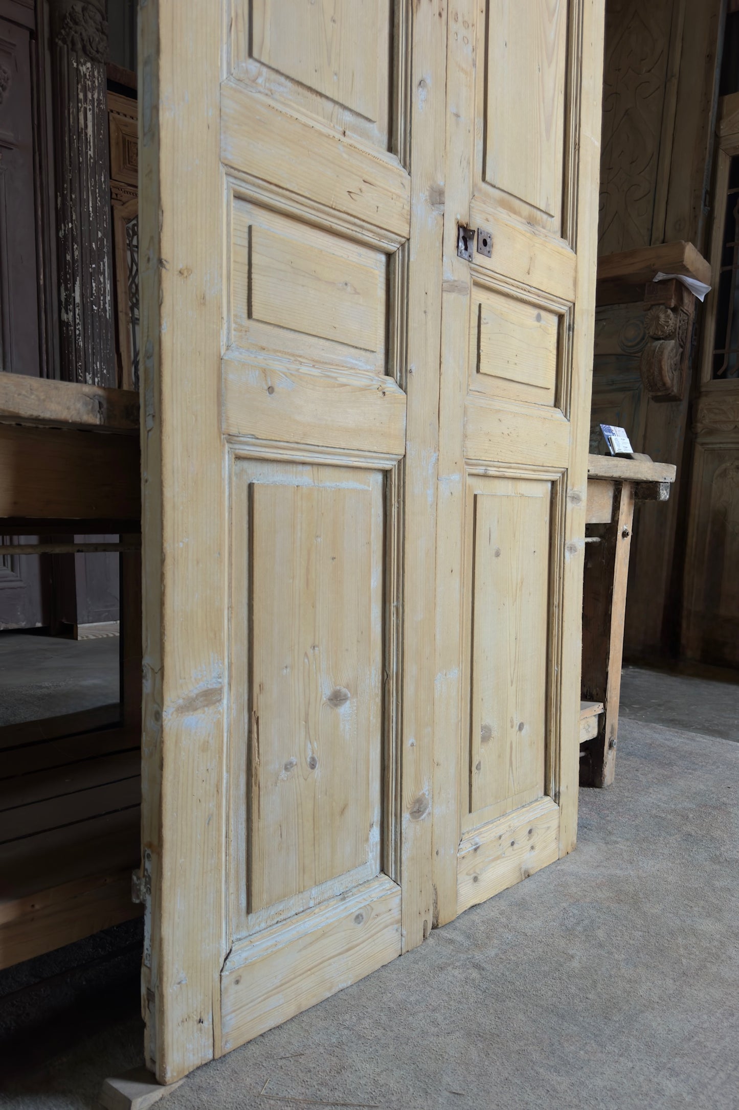 3 Panel Antique Solid French Doors - 37x97 K334