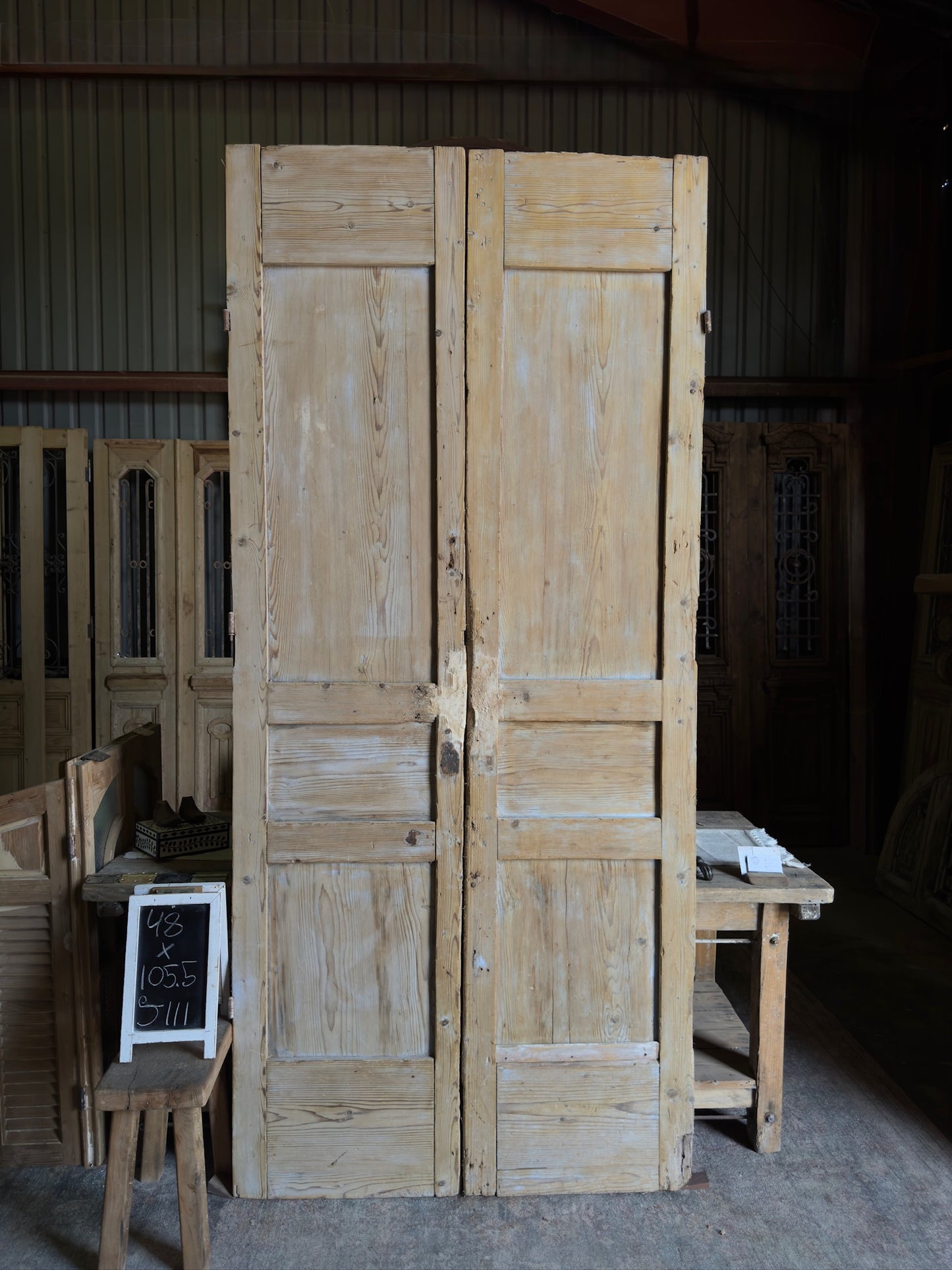 Classy Hand Carved Antique French Doors - 48x105.5 J111