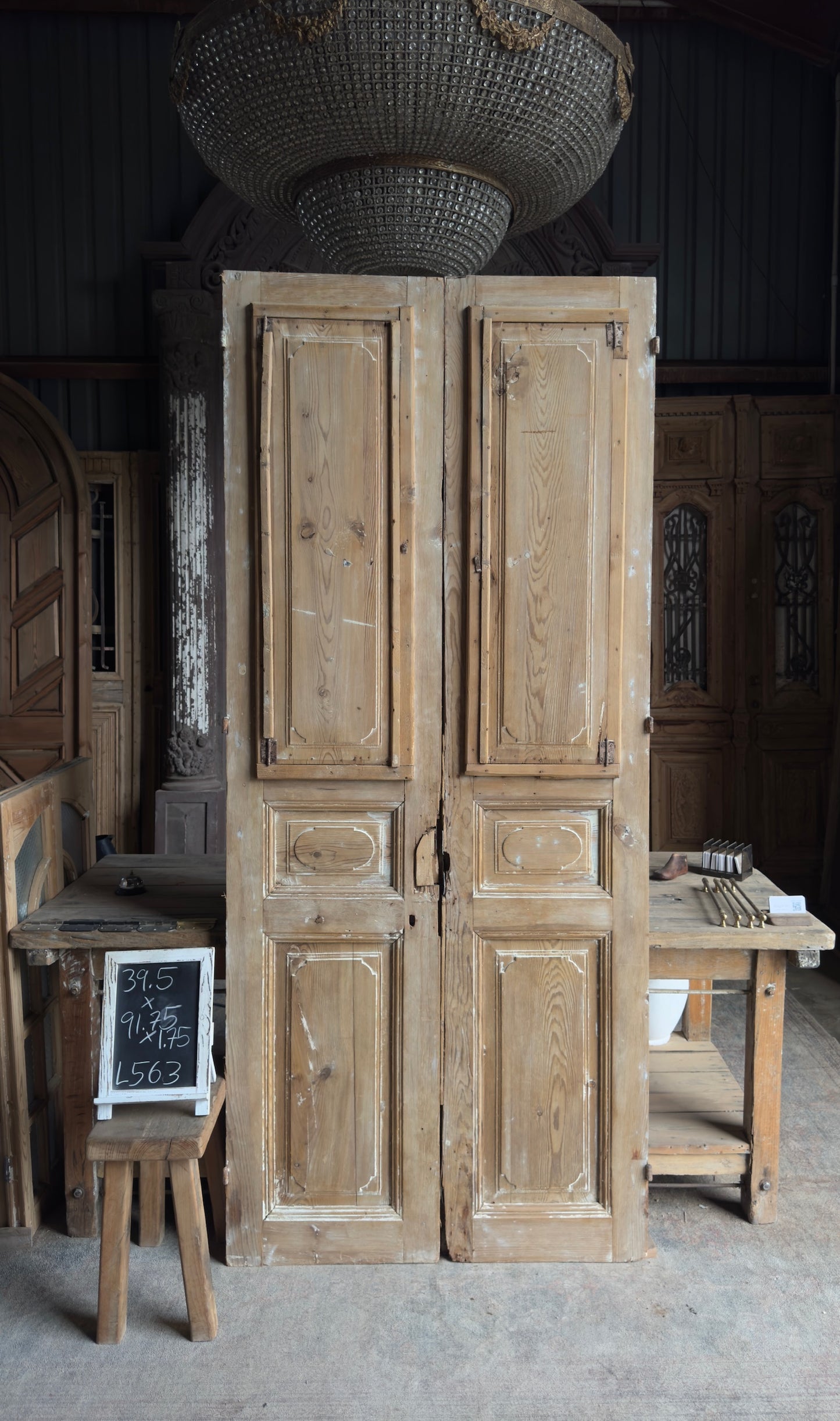 Antique Iron 2 Panel French Doors - 39.5x91.25 - L563