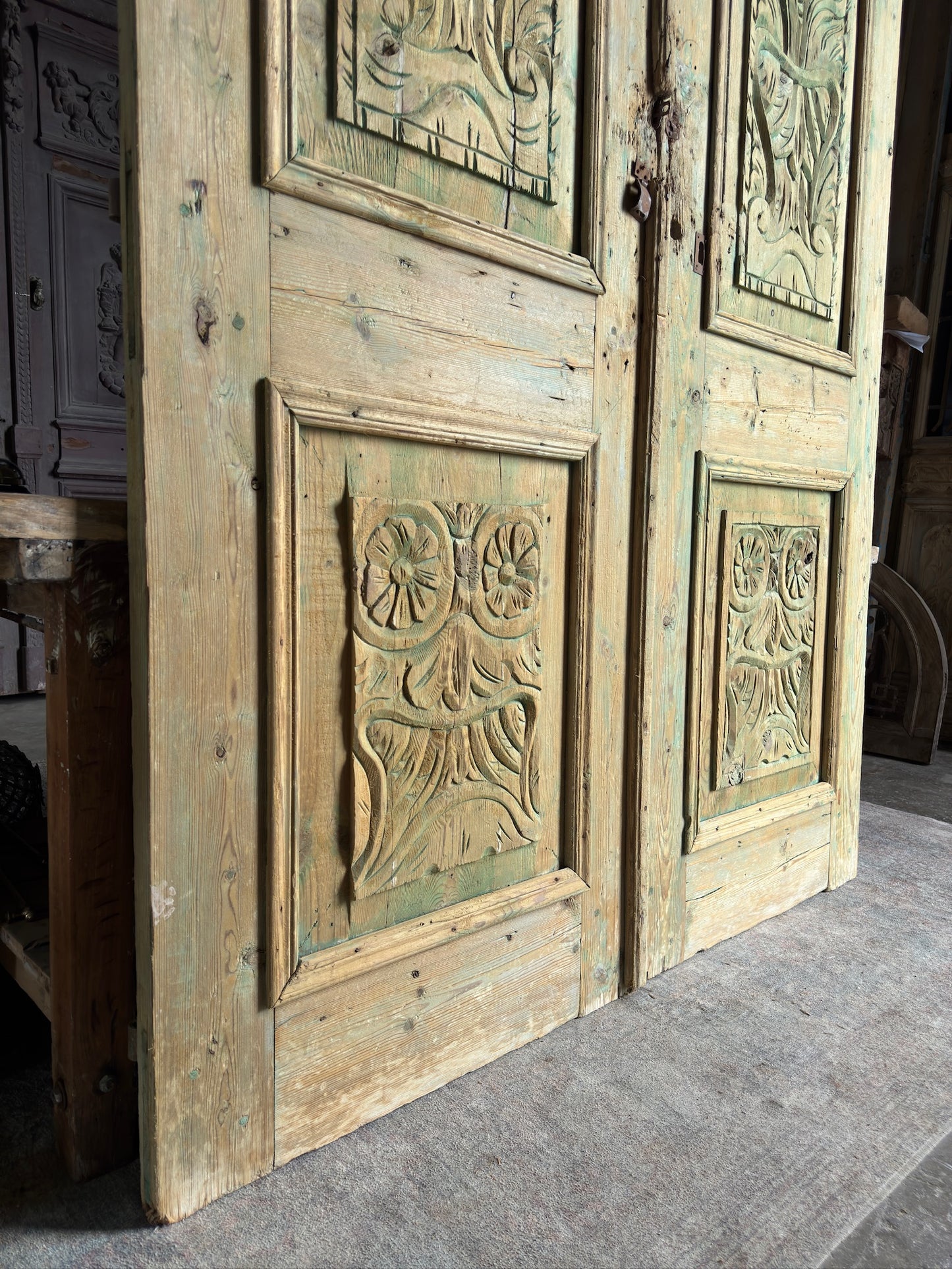 Antique Hand Carved Solid Wood Doors - 66.5x94.5 K199