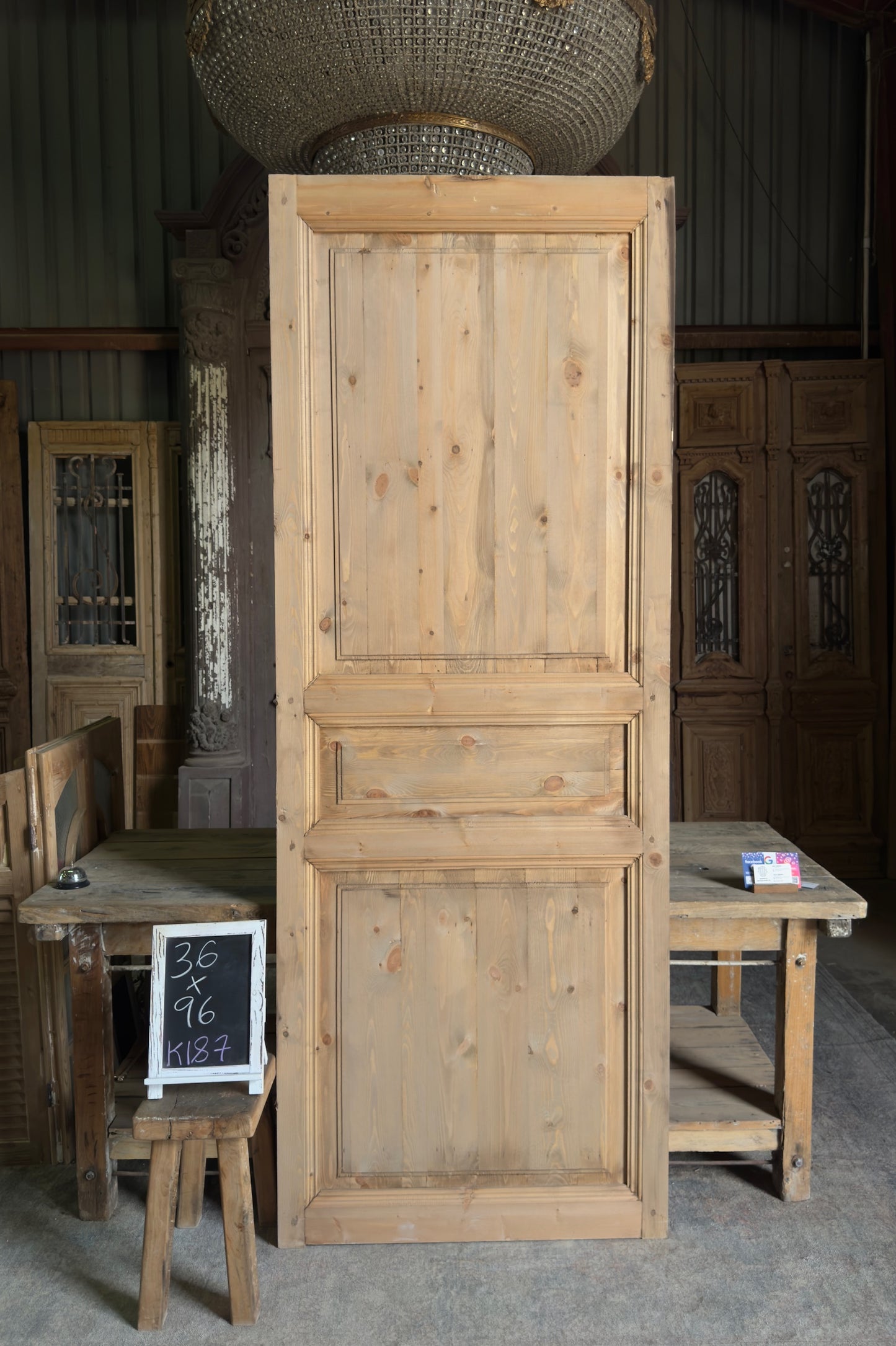 Handcrafted 3 Panel Solid Single Door - 36x96 K187