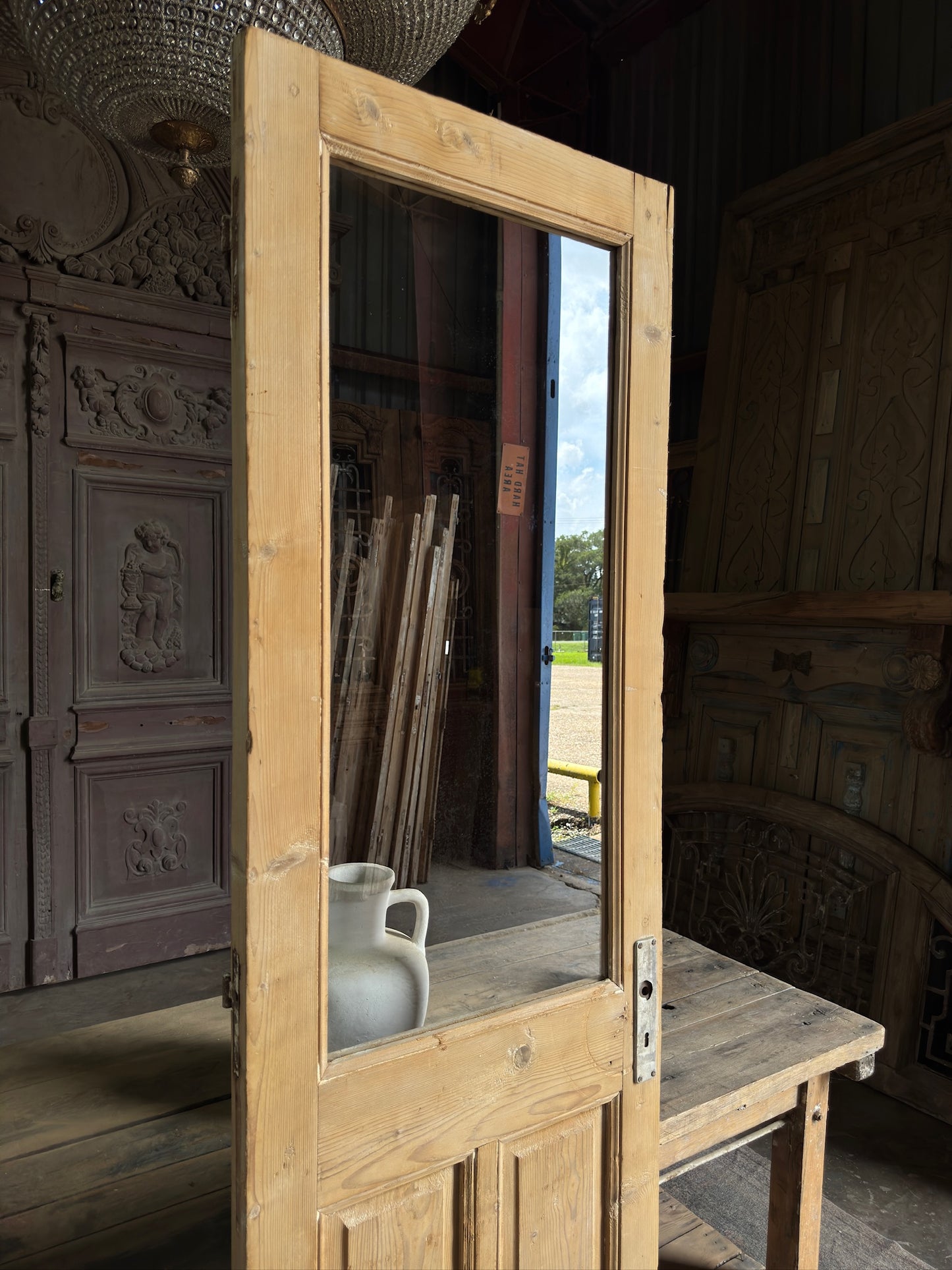 Open Glass Single Antique Door - 25.5x87 K83