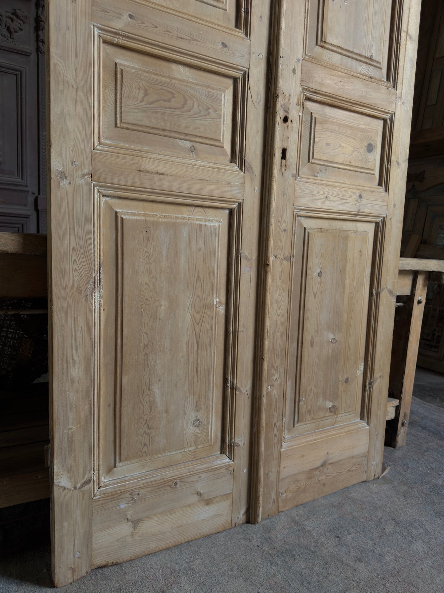 3 Panel Antique Solid French Doors - 44x102 K153