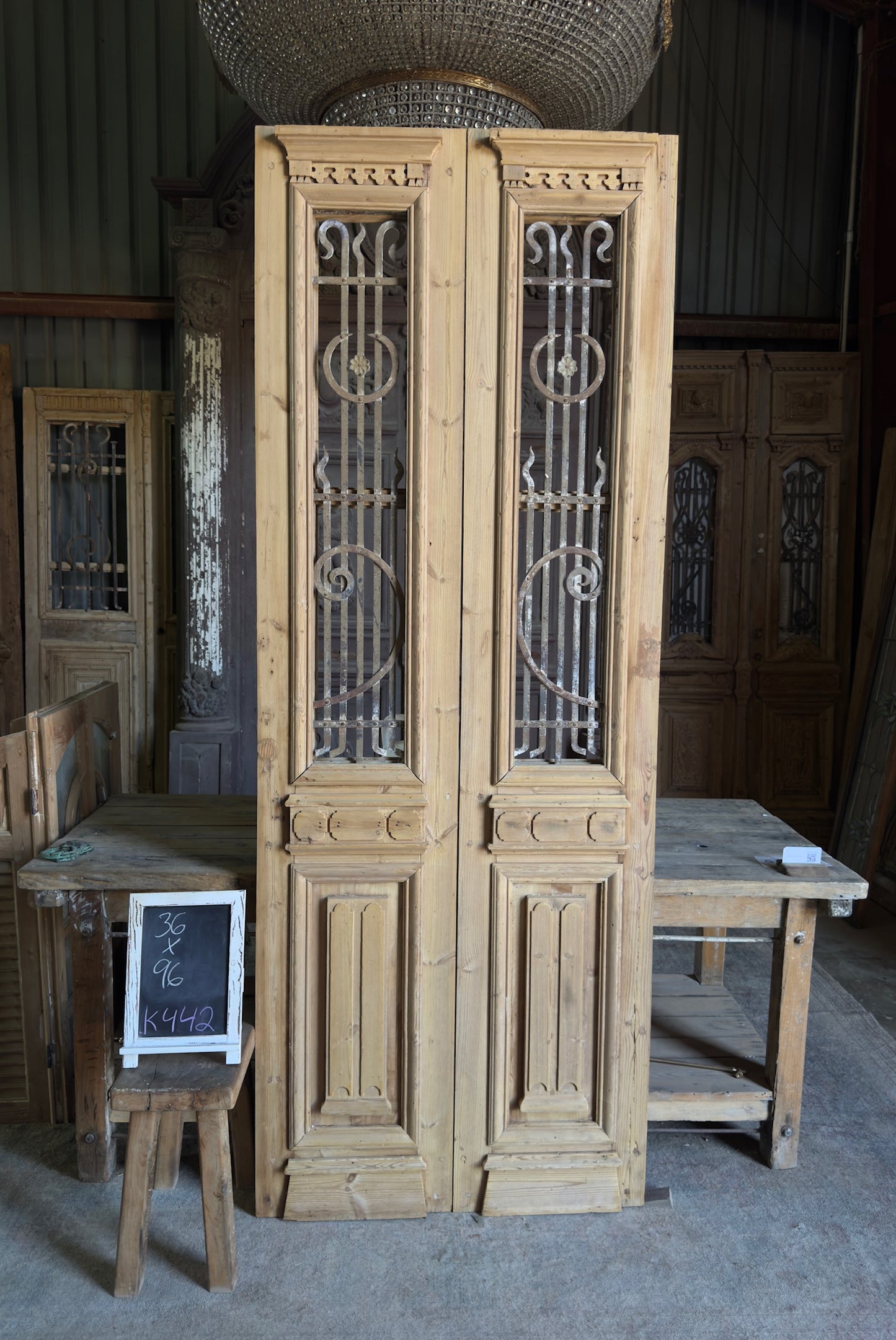 19th Century Antique Iron Double Doors - 36x96 K442